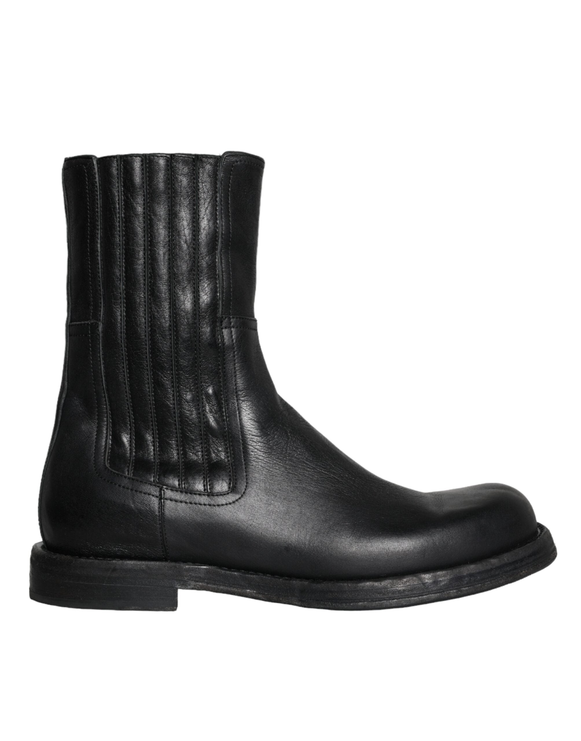 Dolce & Gabbana Dolce & Gabbana Black Horse Leather Mid Calf Boots Men Shoes/EU42/US9/Black