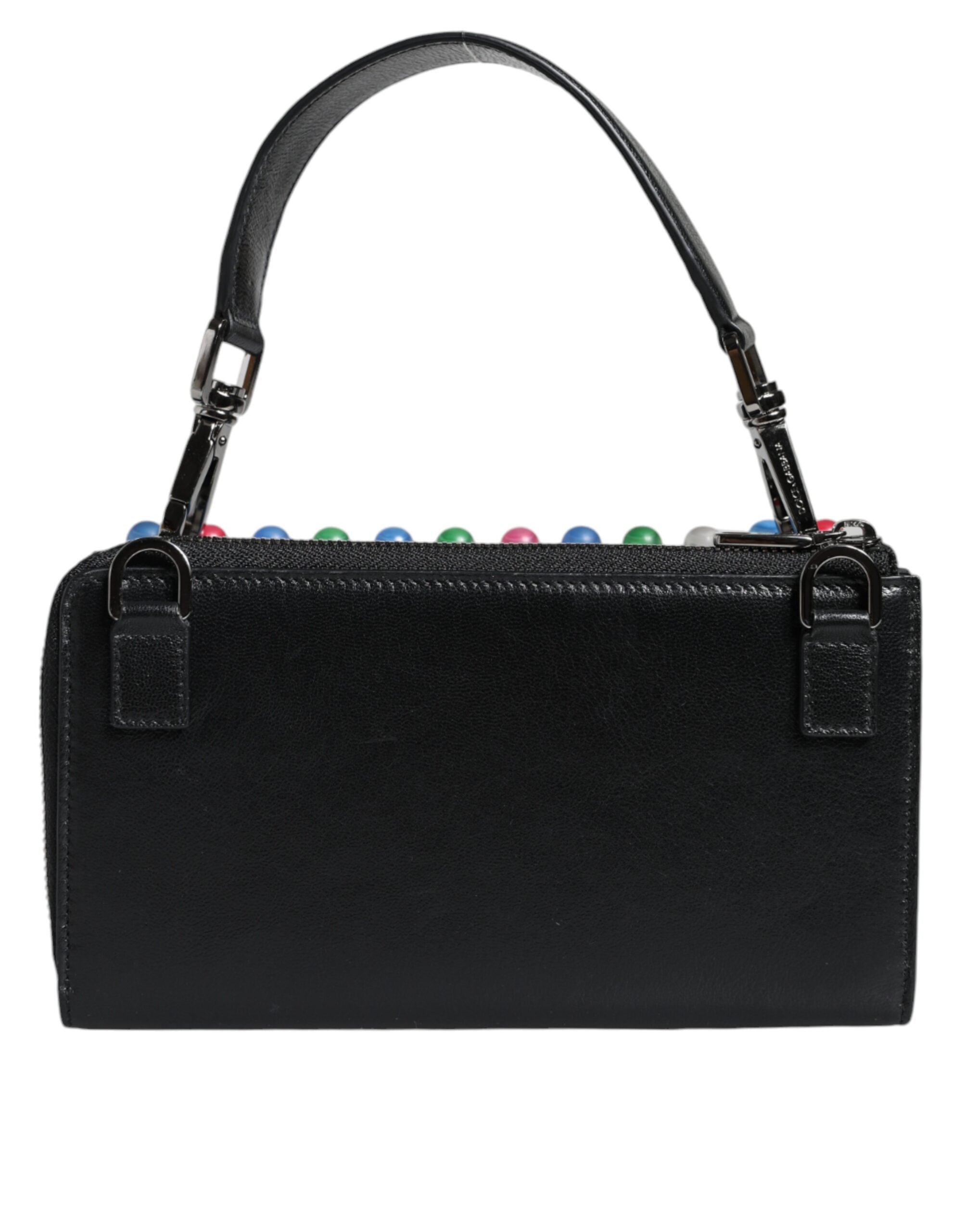 Dolce & Gabbana Black Leather Lighted Top Handle Handbag Bag/one size/Black