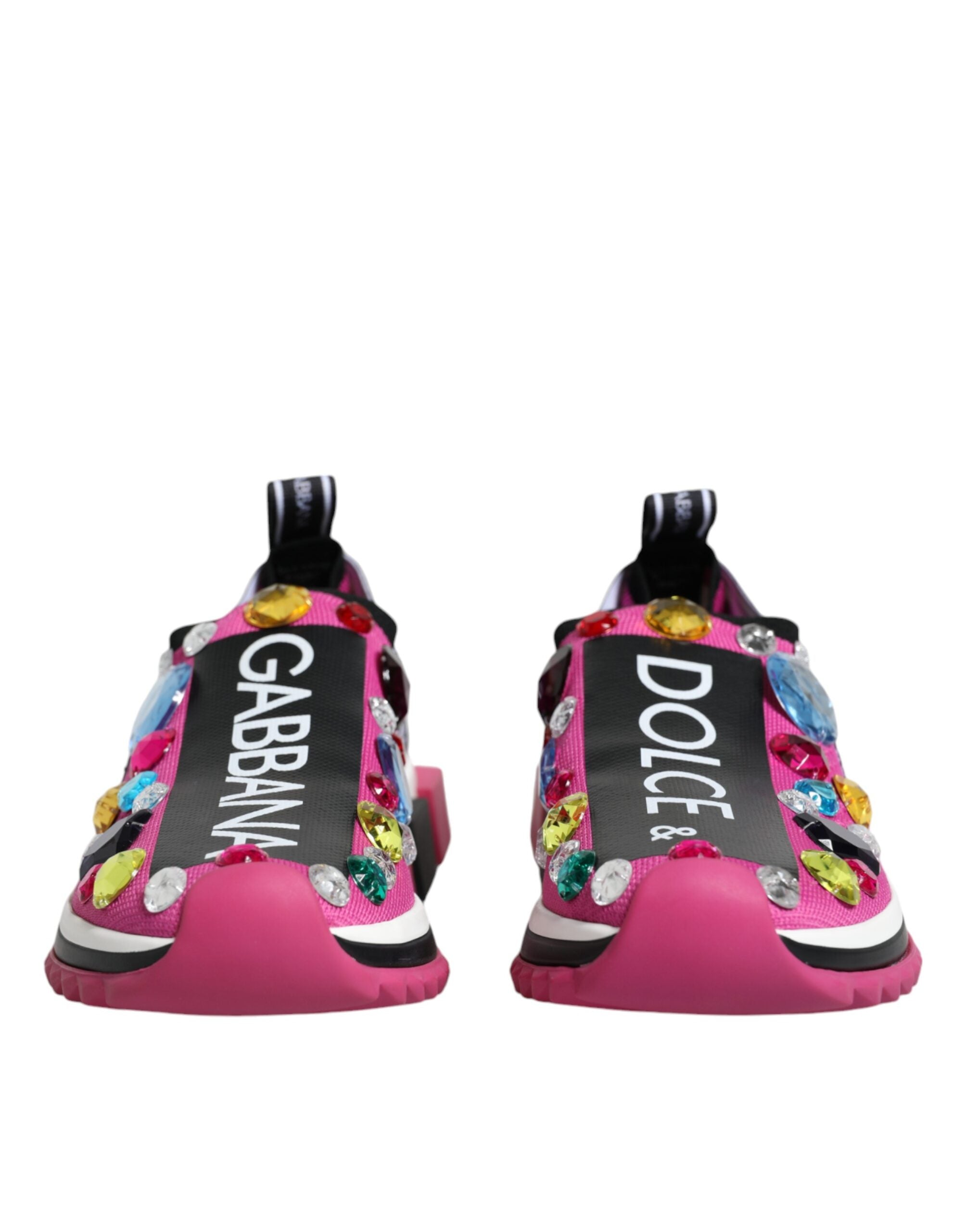 Dolce & Gabbana Pink Sorrento Crystals Low Top Sneakers Shoes/EU37/US7/Pink/