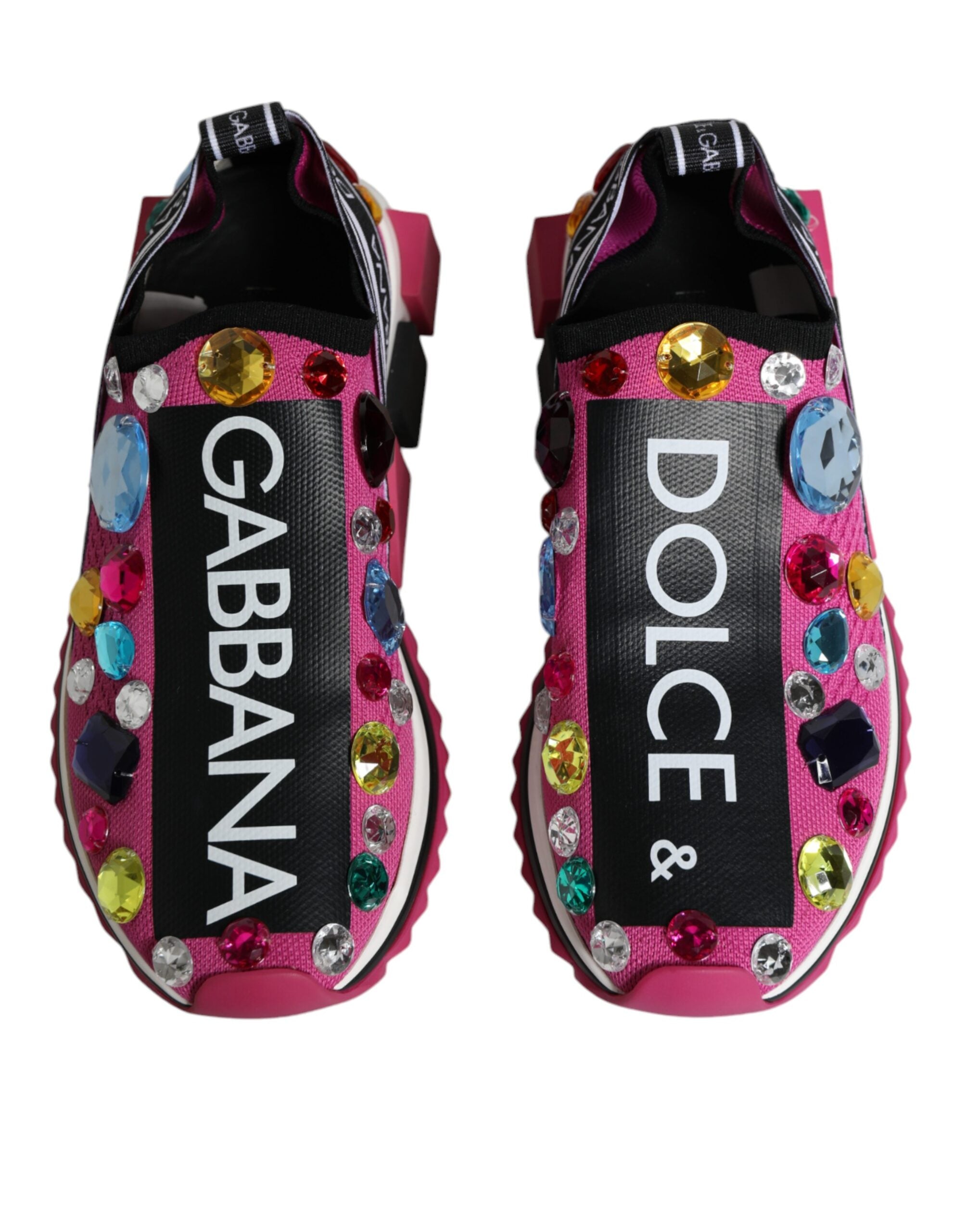 Dolce & Gabbana Pink Sorrento Crystals Low Top Sneakers Shoes/EU37/US7/Pink/