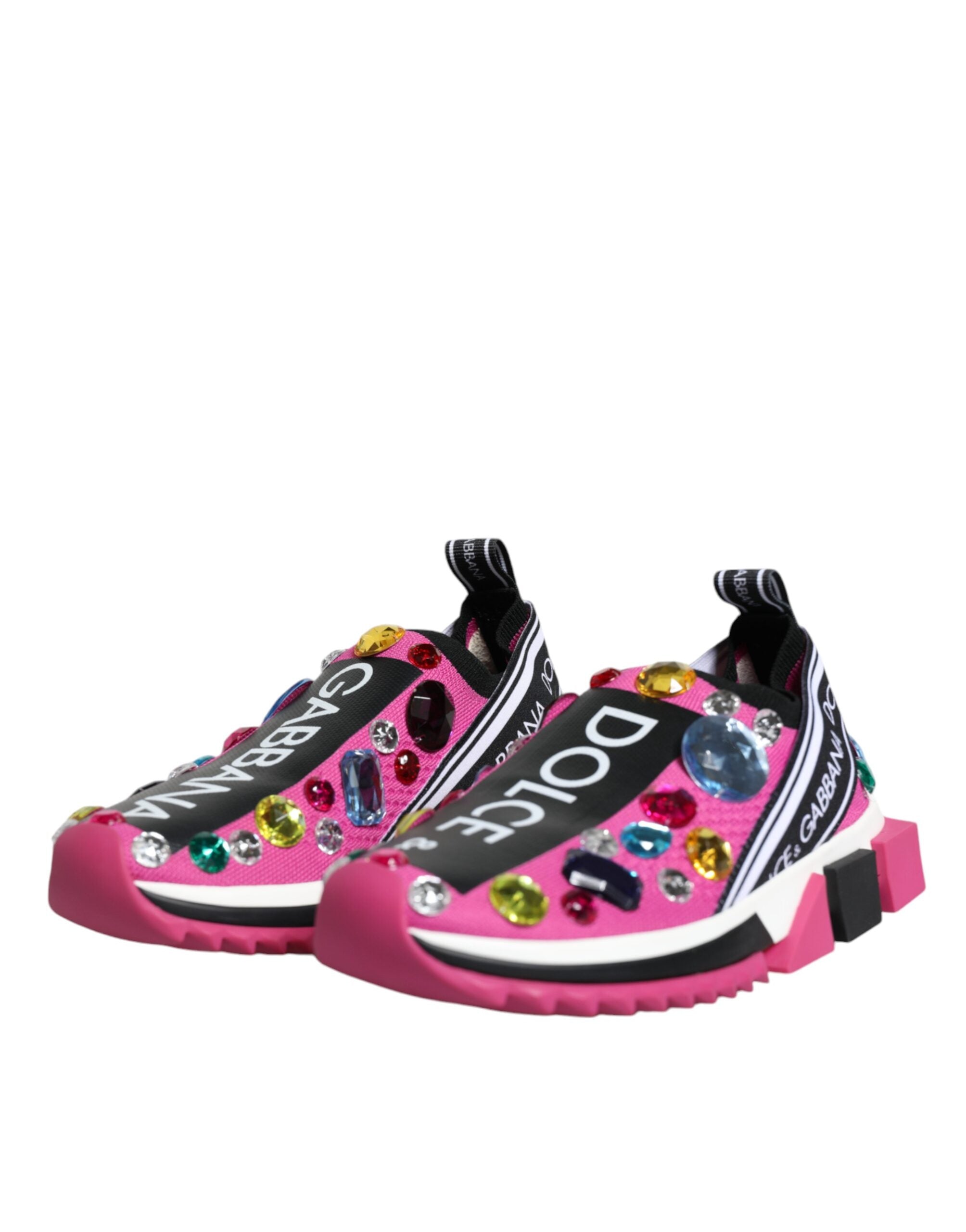 Dolce & Gabbana Pink Sorrento Crystals Low Top Sneakers Shoes/EU37/US7/Pink/