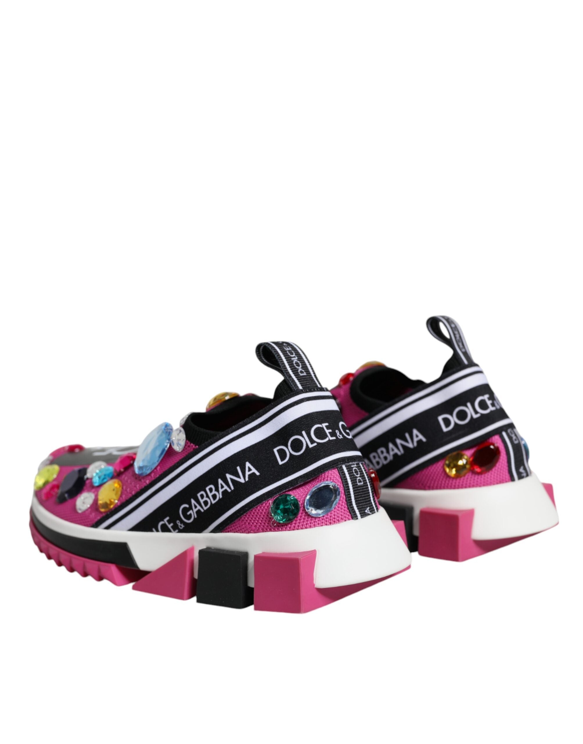 Dolce & Gabbana Pink Sorrento Crystals Low Top Sneakers Shoes/EU37/US7/Pink/