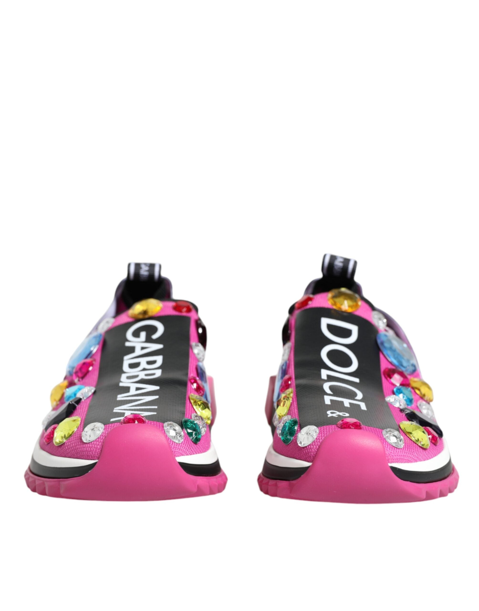 Dolce & Gabbana Pink Sorrento Crystals Low Top Sneakers Shoes/EU37/US7/Pink/
