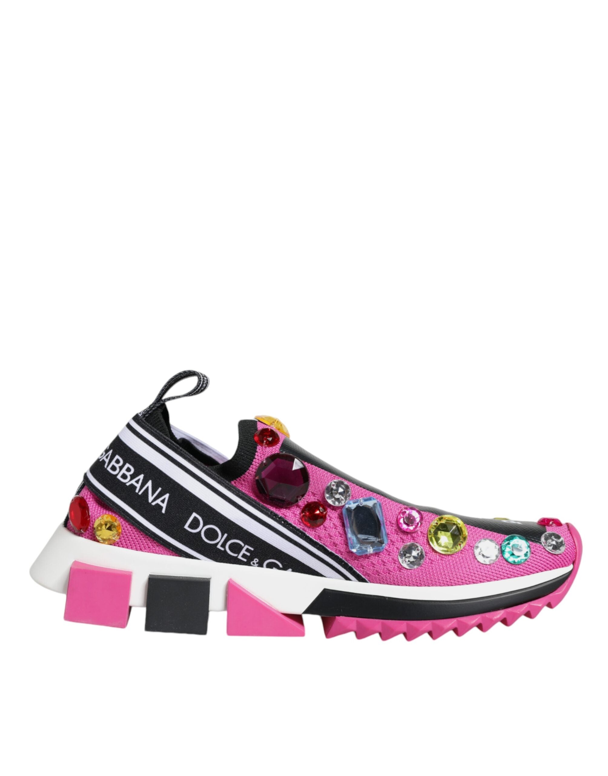 Dolce & Gabbana Pink Sorrento Crystals Low Top Sneakers Shoes/EU37/US7/Pink/