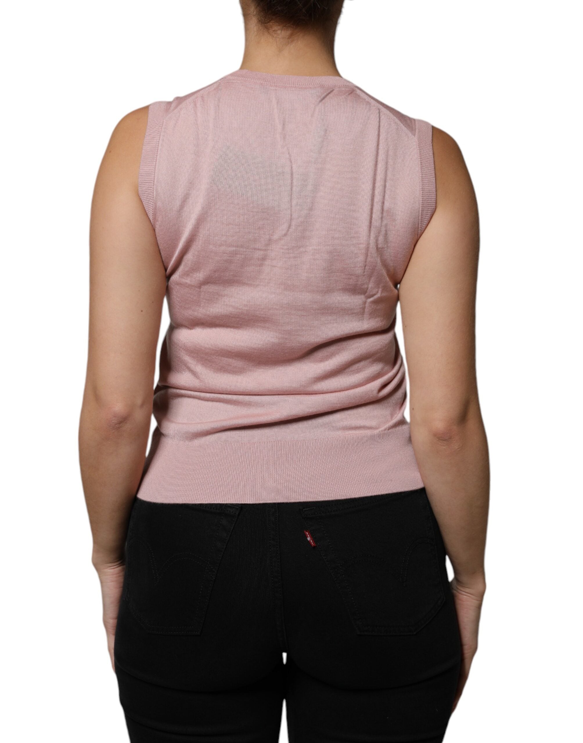 Dolce & Gabbana Pink Cashmere Knitted Sleeveless Tank Top/IT38 | XS/Pink