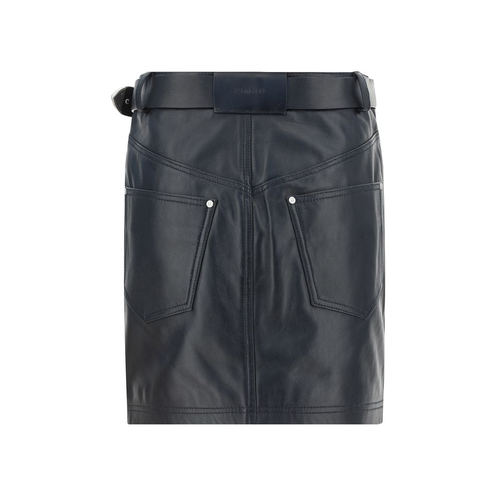 PINKO Leather Mini Skirt/IT42 | L/Black