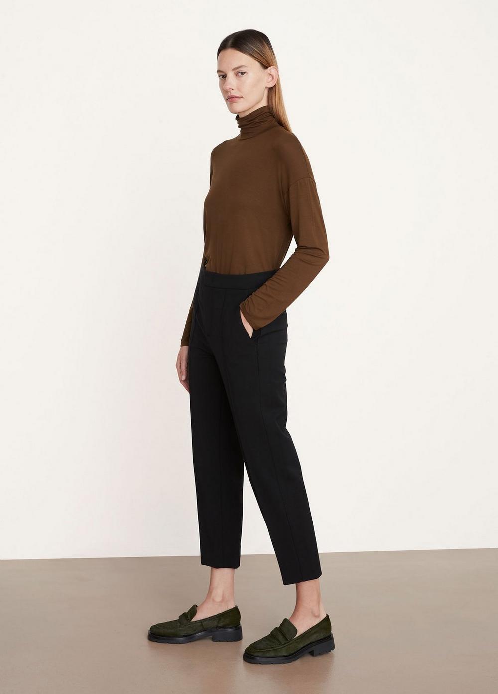 Vince Mid-Rise Wool-Blend Cuffed Trousers - Black - 12