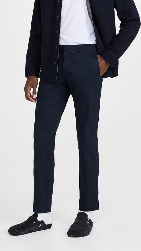 Vince High-Rise Straight Leg Chinos - Navy - 27