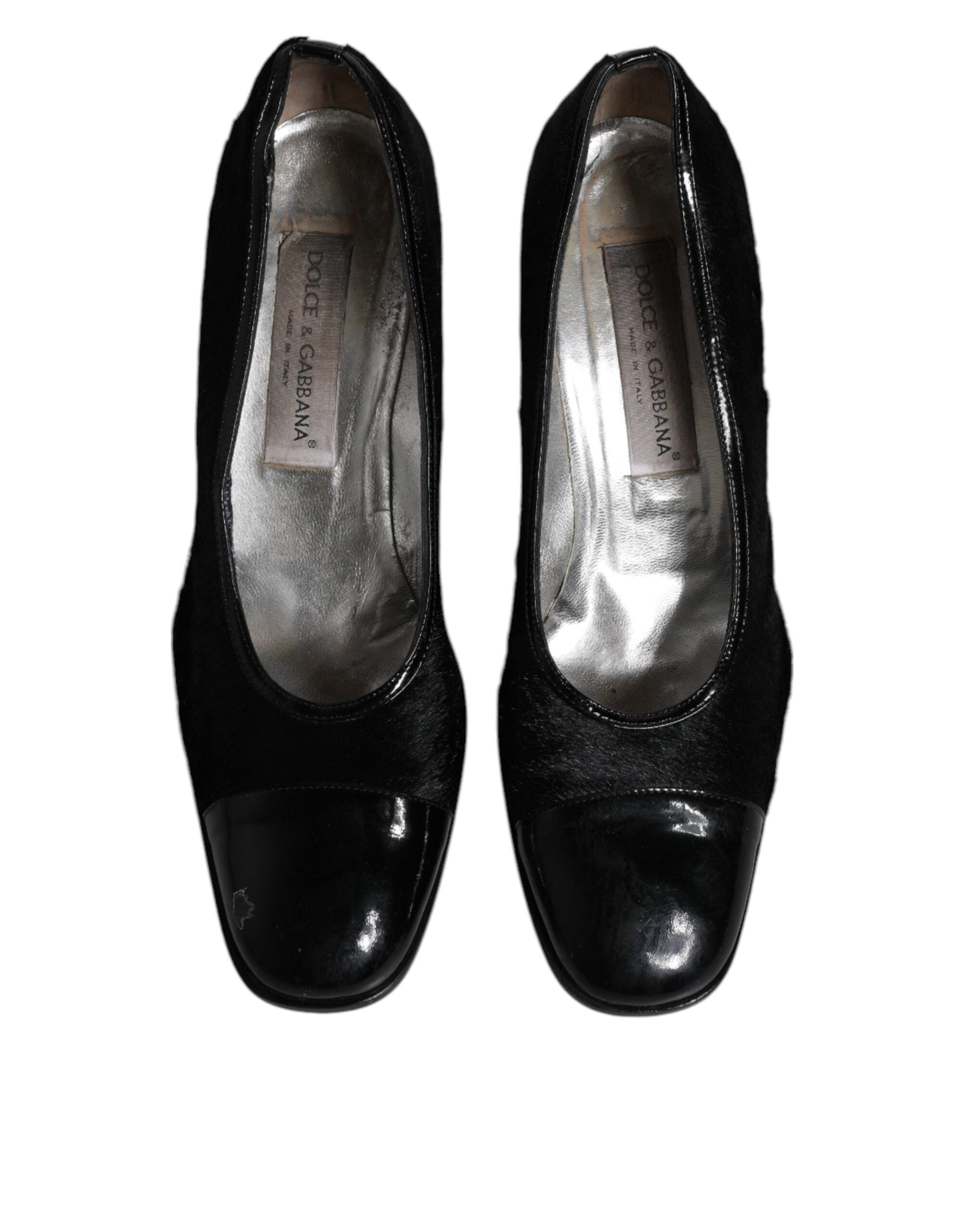 Dolce & Gabbana Dolce & Gabbana Black Leather Block Heels Pumps Shoes/EU40/US10/Black