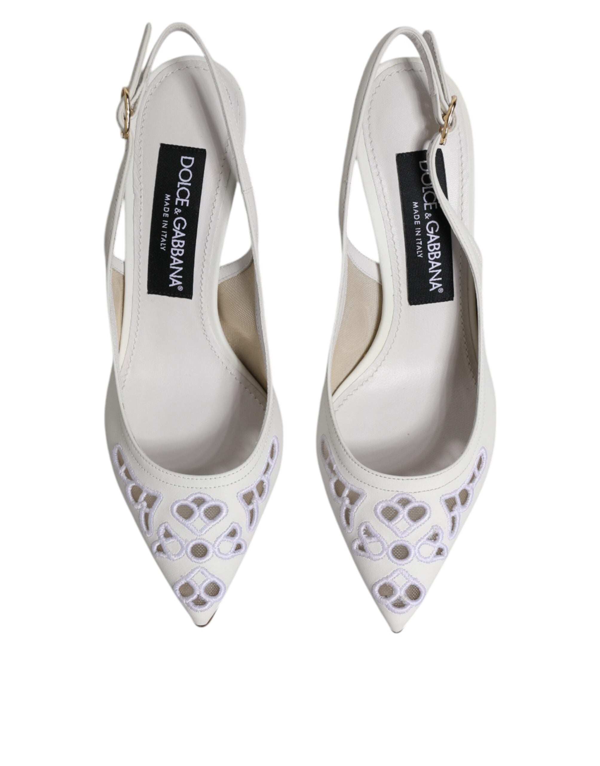 Dolce & Gabbana Dolce & Gabbana White Leather Stiletto Heels Slingback Shoes/EU36/US6/White