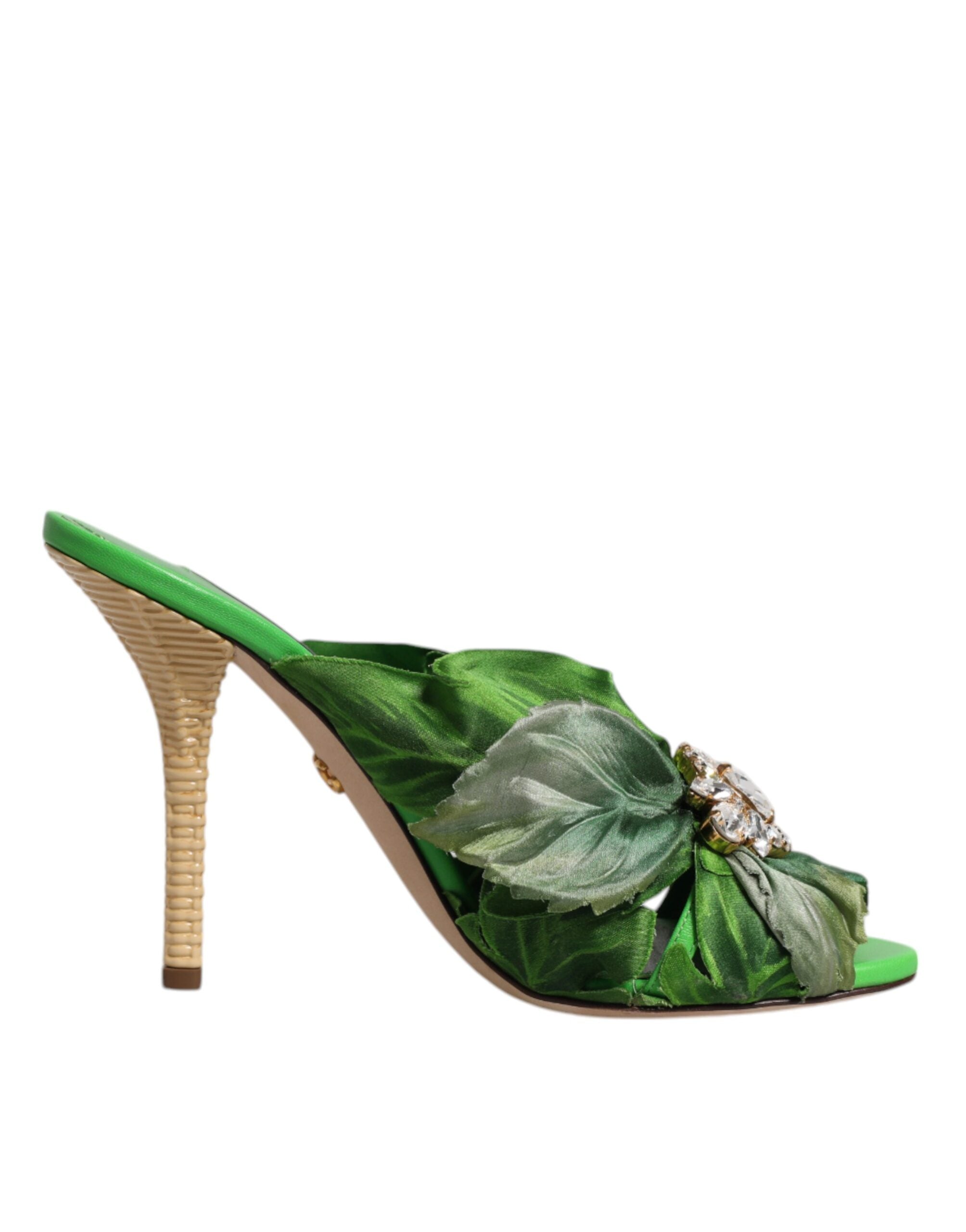 Dolce & Gabbana Dolce & Gabbana Green Crystal Slides KEIRA Sandal Shoes/EU37.5/US7.5/Green