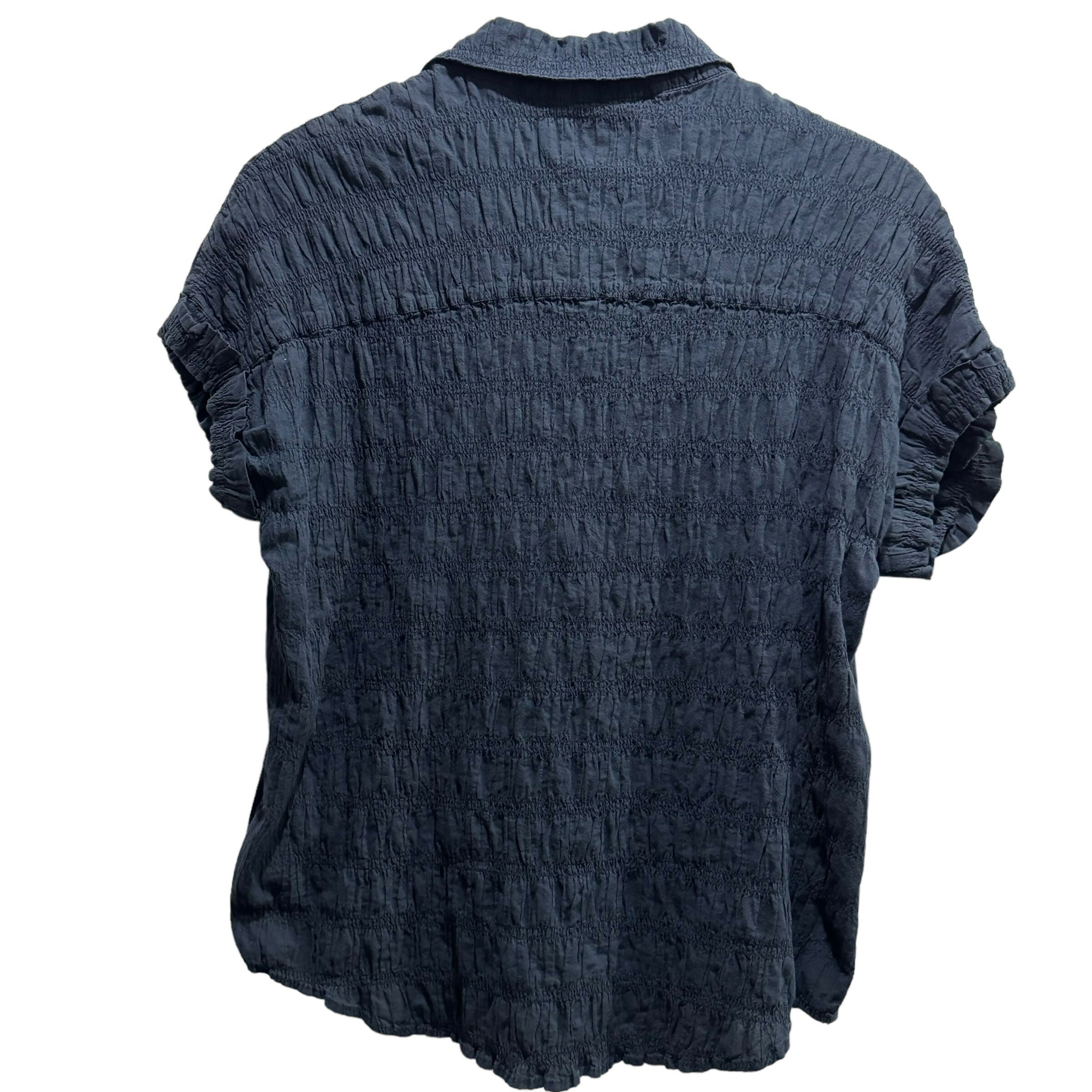 Scotch & Soda Short Sleeve Smocked Button-Down Shirt - /Navy - S