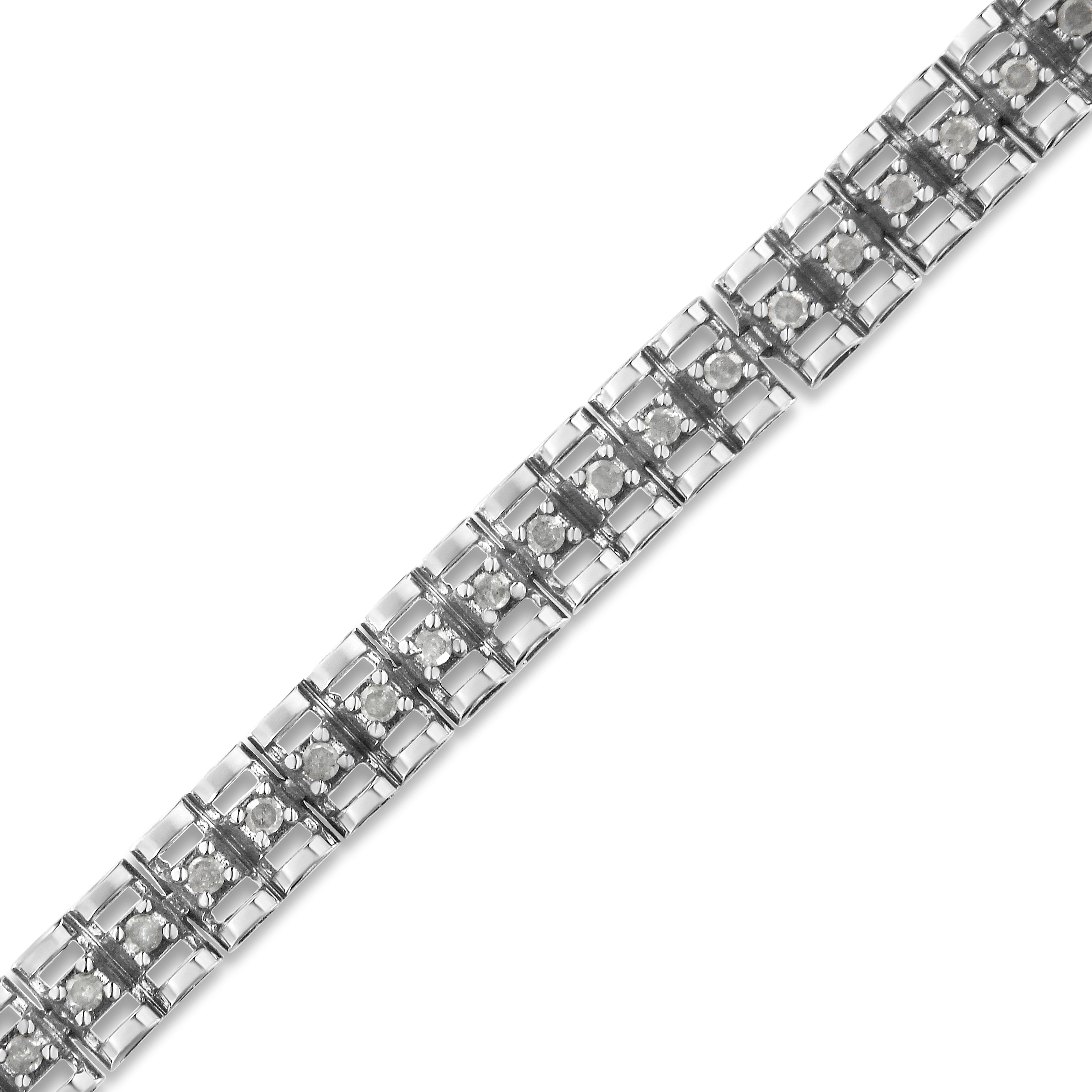 Haus of Brilliance .925 Sterling Silver 1.0 Cttw Rose Cut Diamond Double-Link 7" Tennis Bracelet (I-J Color, I3 Clarity)