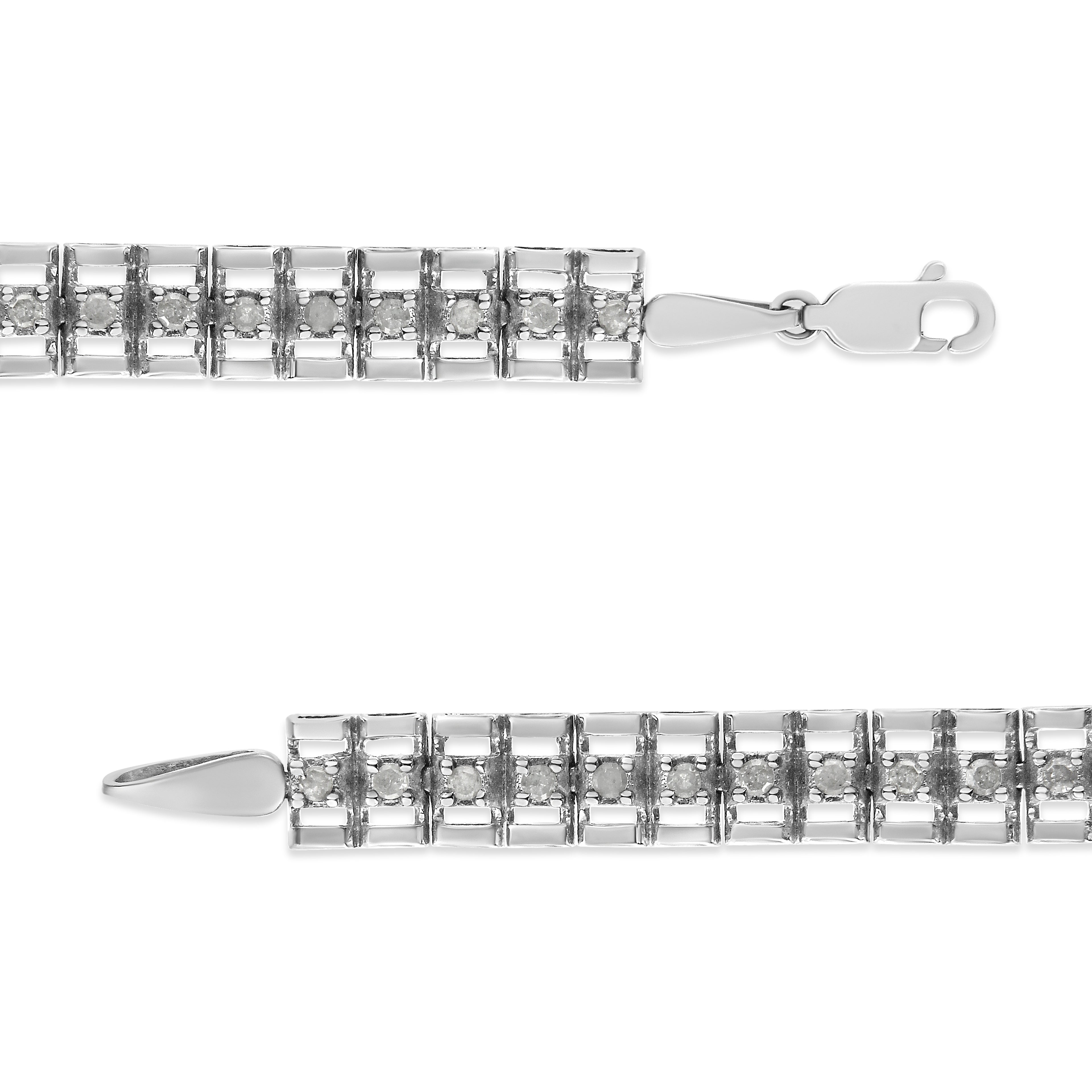 Haus of Brilliance .925 Sterling Silver 1.0 Cttw Rose Cut Diamond Double-Link 7" Tennis Bracelet (I-J Color, I3 Clarity)