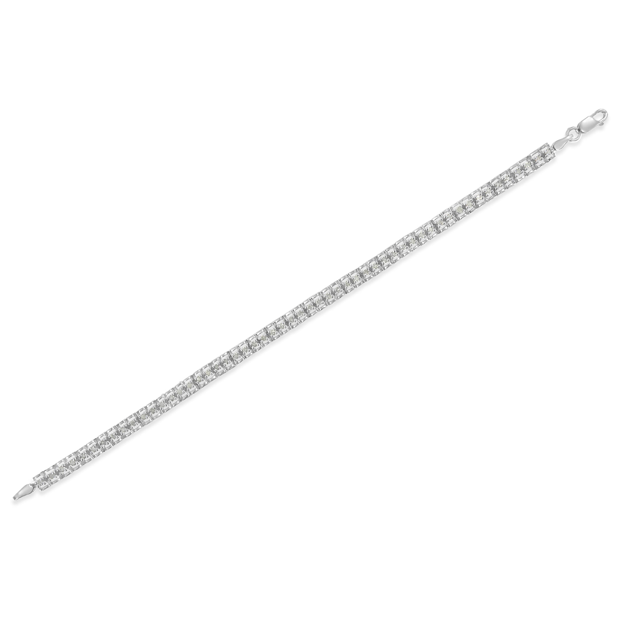 Haus of Brilliance .925 Sterling Silver 1.0 Cttw Rose Cut Diamond Double-Link 7" Tennis Bracelet (I-J Color, I3 Clarity)