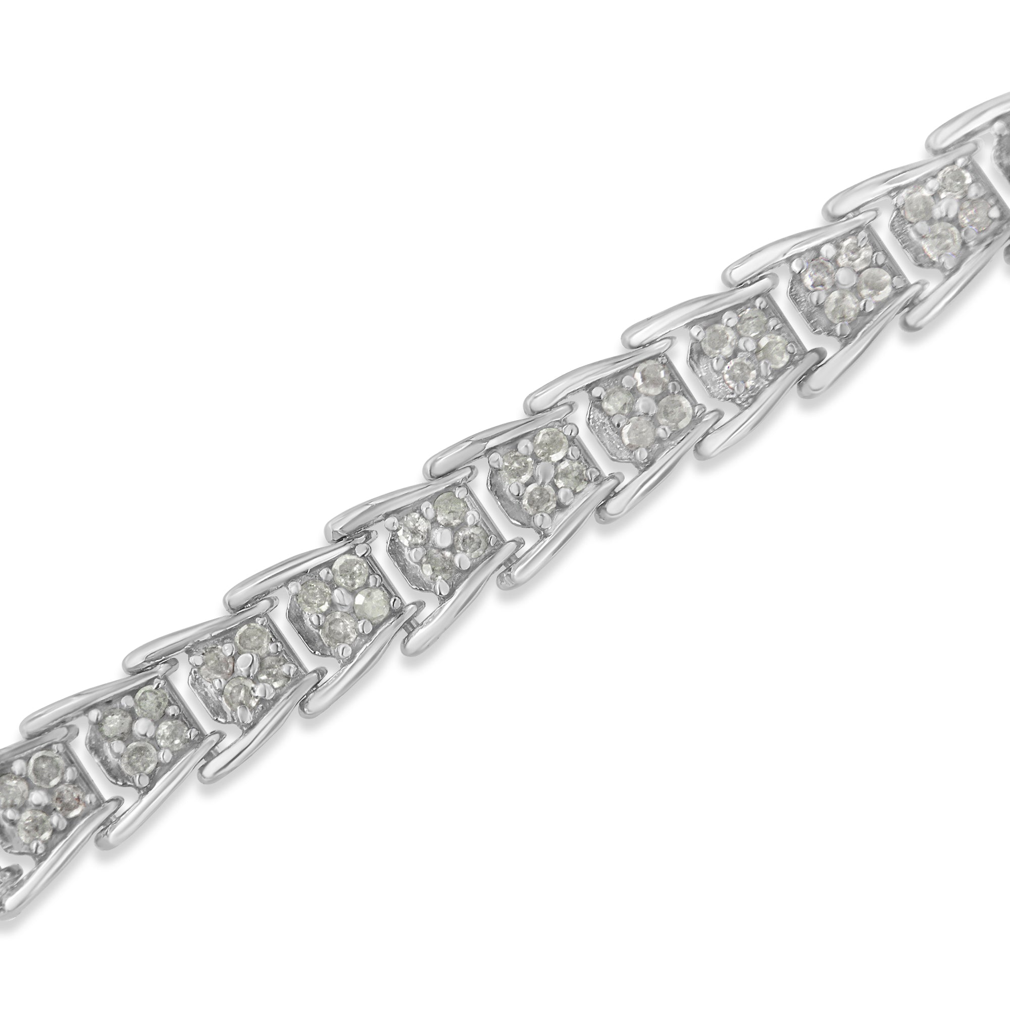 Haus of Brilliance .925 Sterling Silver 2.0 Cttw Diamond Fan-Shaped Fancy Chevron Link Tennis Bracelet (I-J Color, I3 Clarity) - 7"
