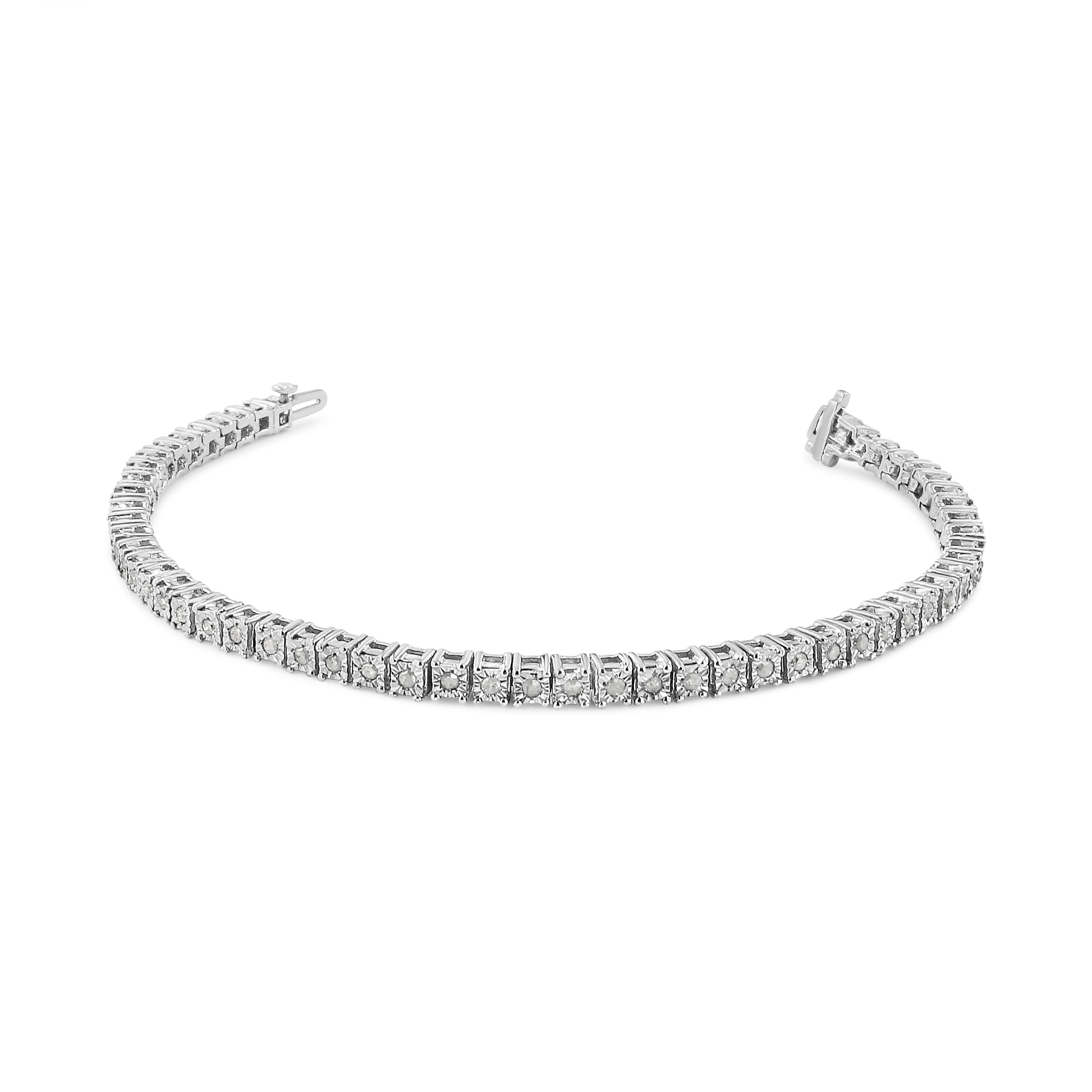 Haus of Brilliance .925 Sterling Silver 1.0 Cttw Diamond Square Frame Miracle-Set Tennis Bracelet (I-J Color, I3 Clarity) - 7"