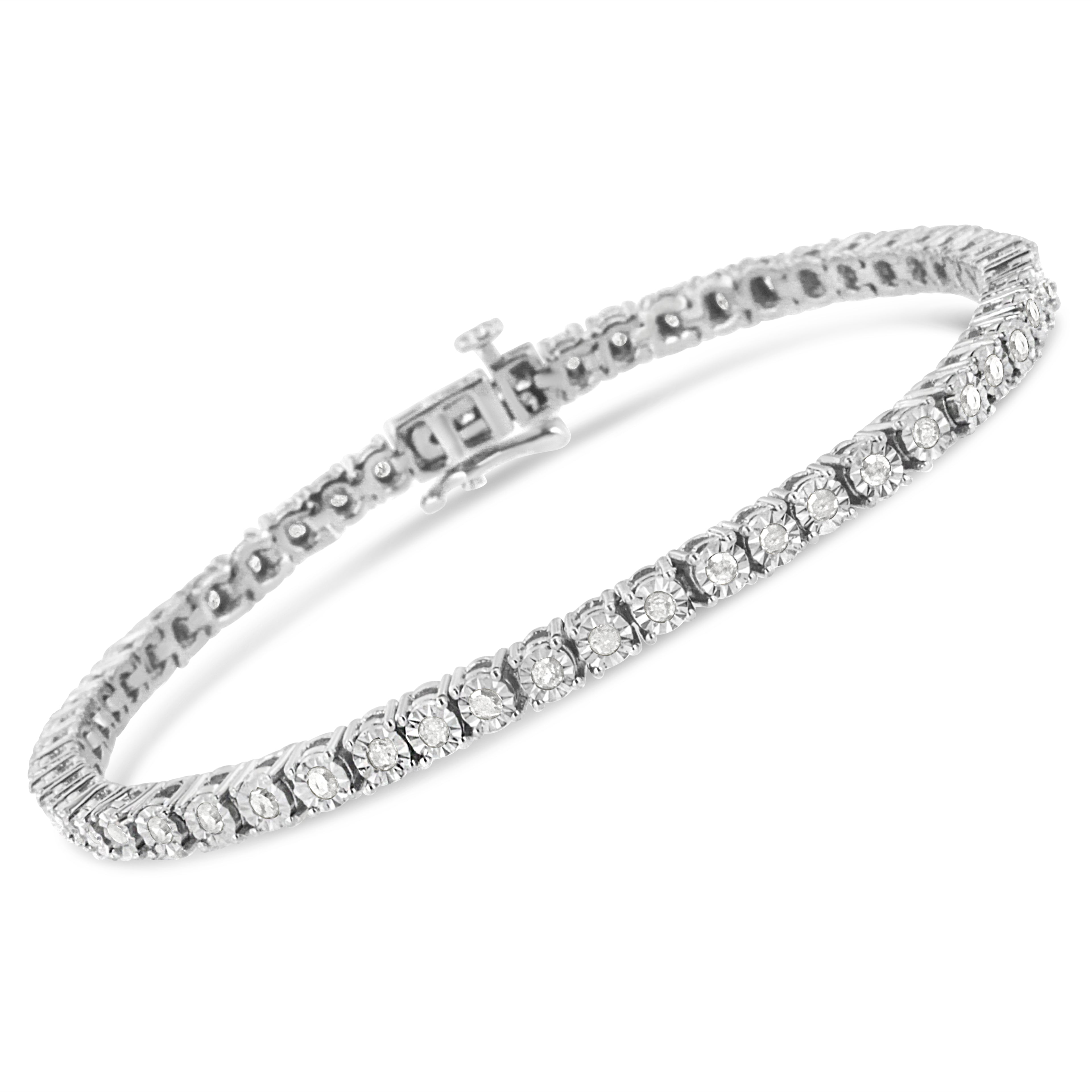 Haus of Brilliance .925 Sterling Silver 1.0 Cttw Miracle-Set Diamond Round Faceted Bezel Tennis Bracelet (I-J Color, I3 Clarity) - 7"