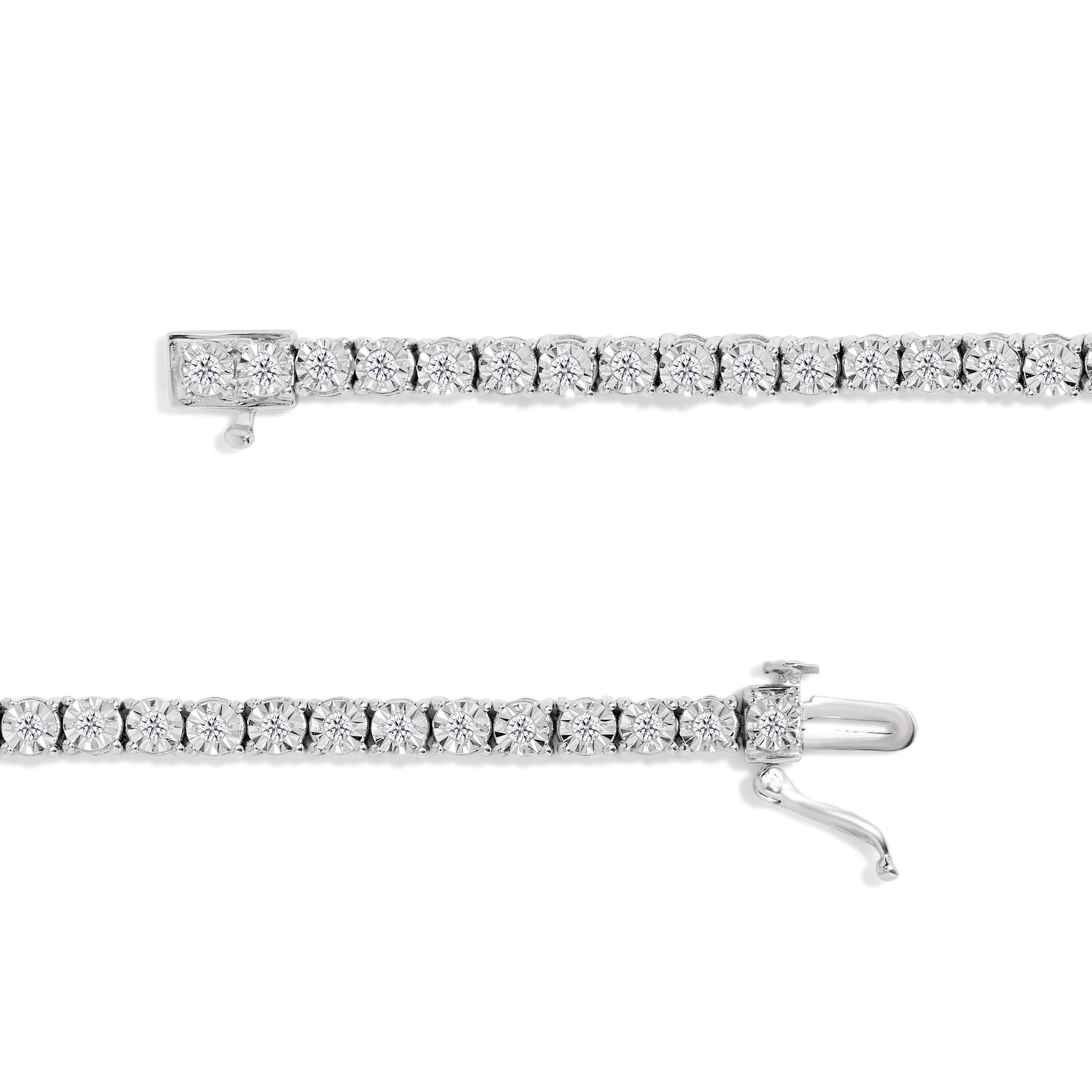 Haus of Brilliance .925 Sterling Silver 1.0 Cttw Miracle-Set Diamond Round Faceted Bezel Tennis Bracelet (I-J Color, I3 Clarity) - 7"