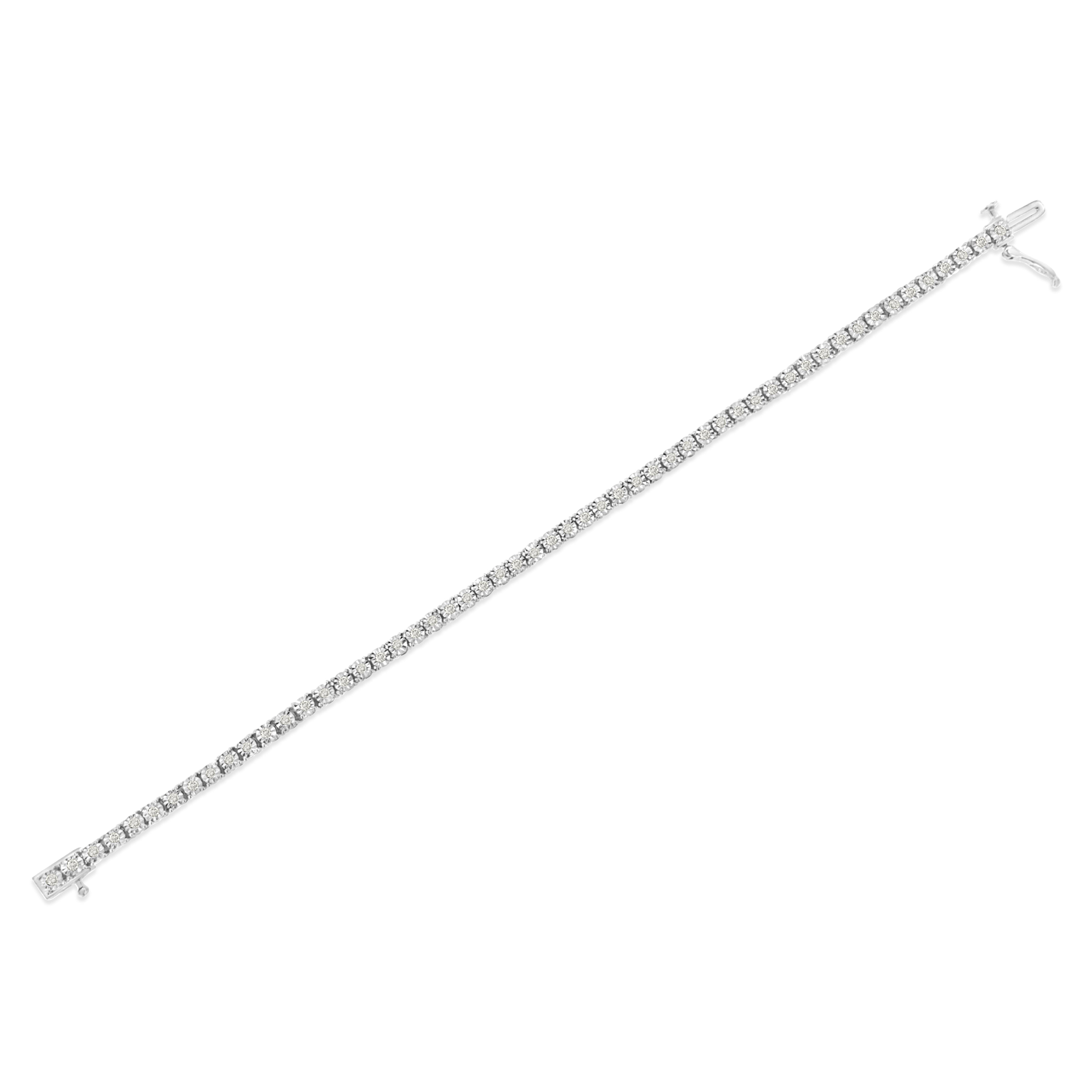 Haus of Brilliance .925 Sterling Silver 1.0 Cttw Miracle-Set Diamond Round Faceted Bezel Tennis Bracelet (I-J Color, I3 Clarity) - 7"