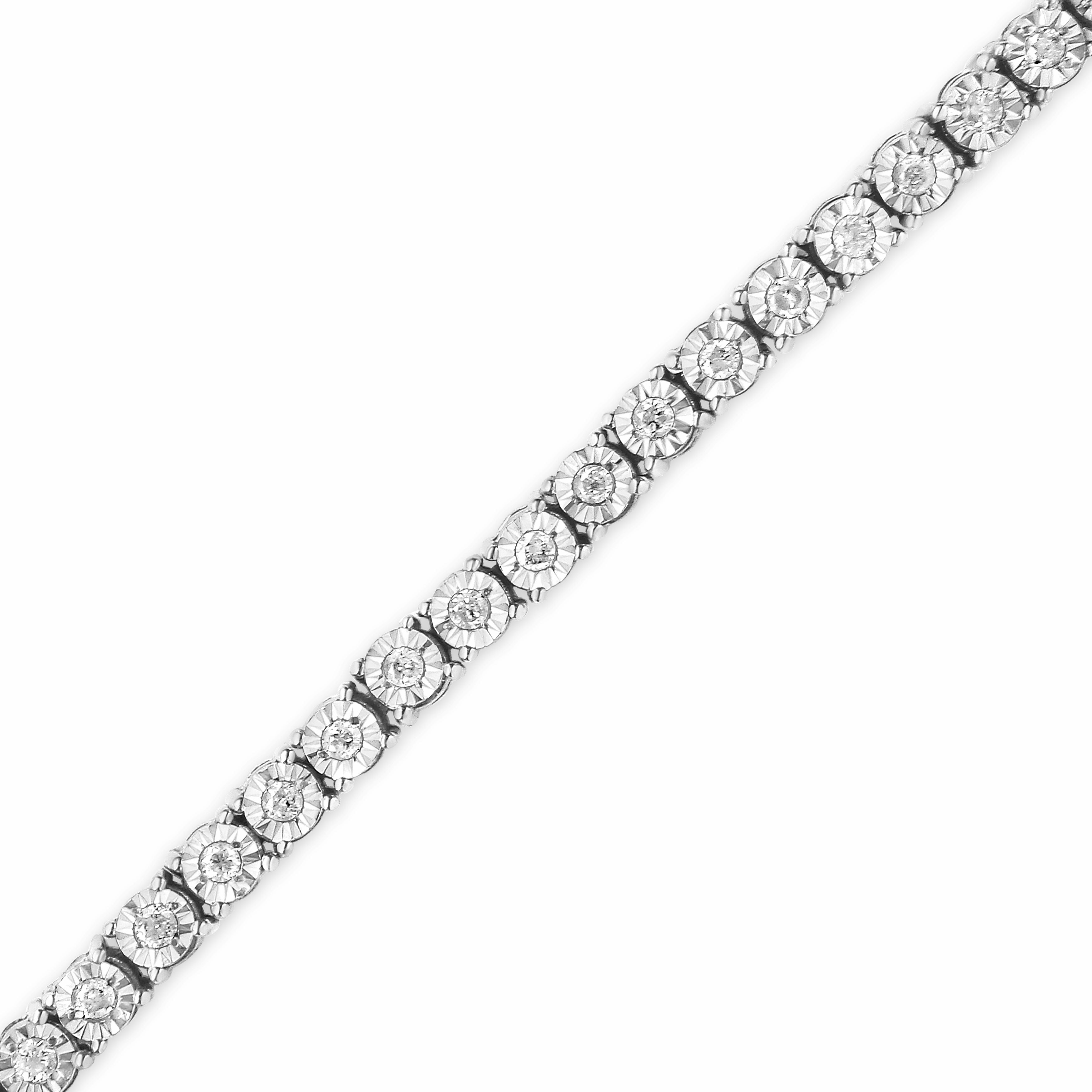 Haus of Brilliance .925 Sterling Silver 1.0 Cttw Miracle-Set Diamond Round Faceted Bezel Tennis Bracelet (I-J Color, I3 Clarity) - 7"