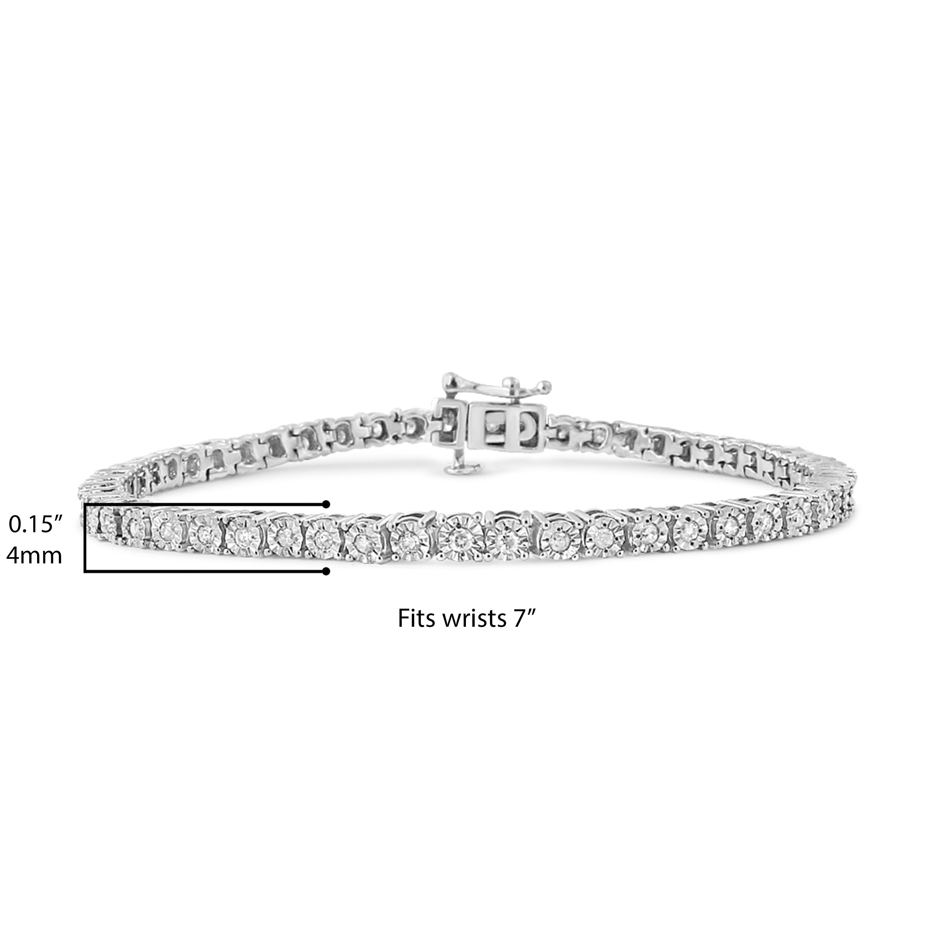Haus of Brilliance .925 Sterling Silver 1.0 Cttw Miracle-Set Diamond Round Faceted Bezel Tennis Bracelet (I-J Color, I3 Clarity) - 7"