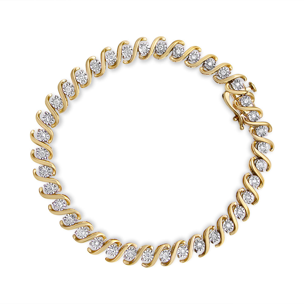 Haus of Brilliance Yellow Plated Sterling Silver Round-Cut Diamond Bracelet (0.5 cttw, H-I Color, I2-I3 Clarity)