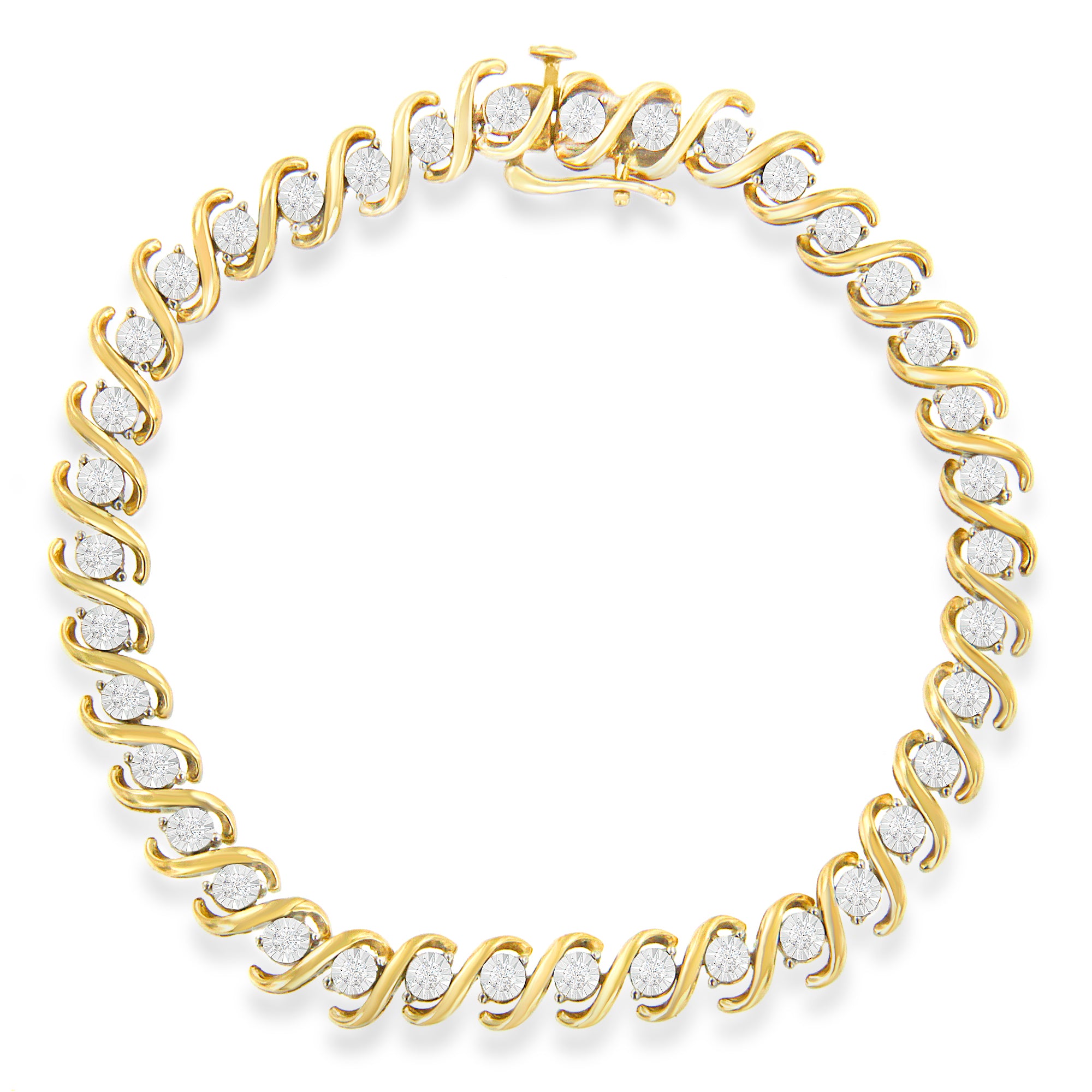 Haus of Brilliance Yellow Plated Sterling Silver Round-Cut Diamond Bracelet (0.5 cttw, H-I Color, I2-I3 Clarity)