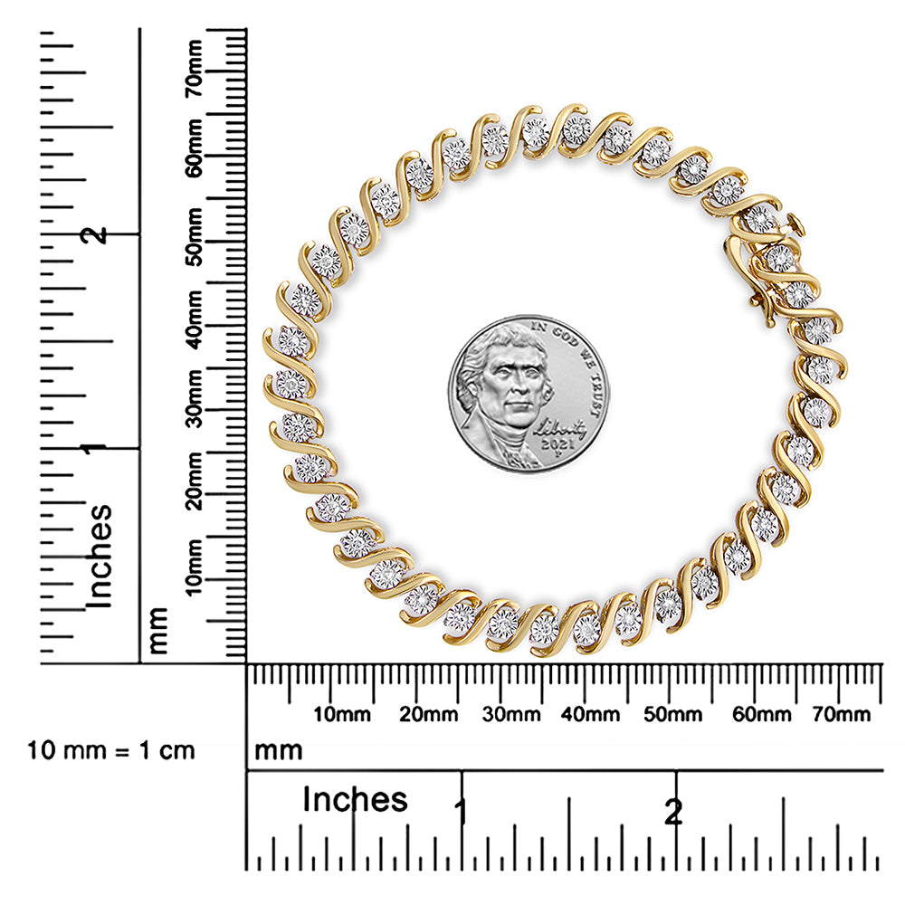 Haus of Brilliance Yellow Plated Sterling Silver Round-Cut Diamond Bracelet (0.5 cttw, H-I Color, I2-I3 Clarity)