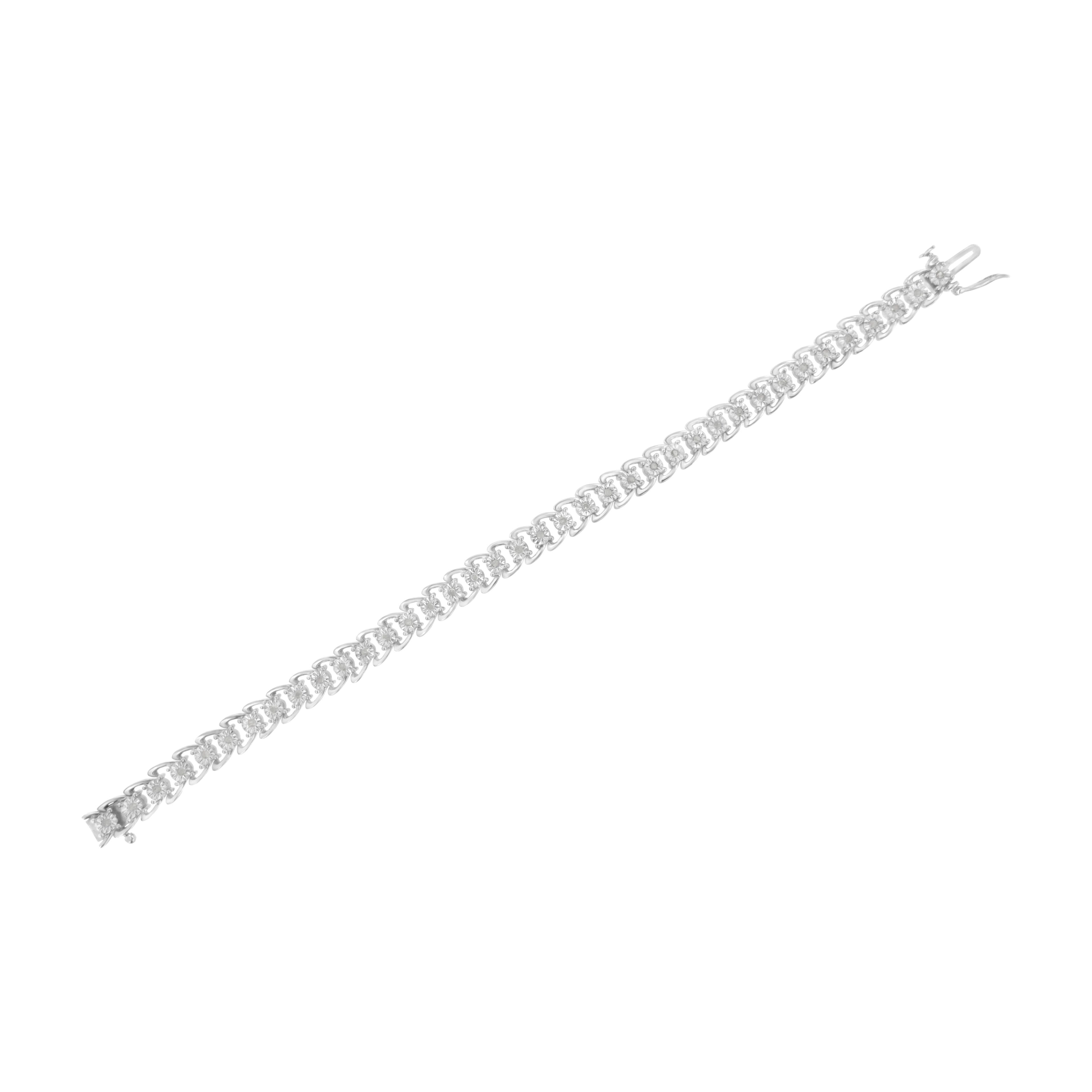 Haus of Brilliance .925 Sterling Silver 1/2 Cttw Diamond Miracle-Set Double Swoosh Wave Style 7" Tennis Bracelet (I-J Color, I3 Clarity)