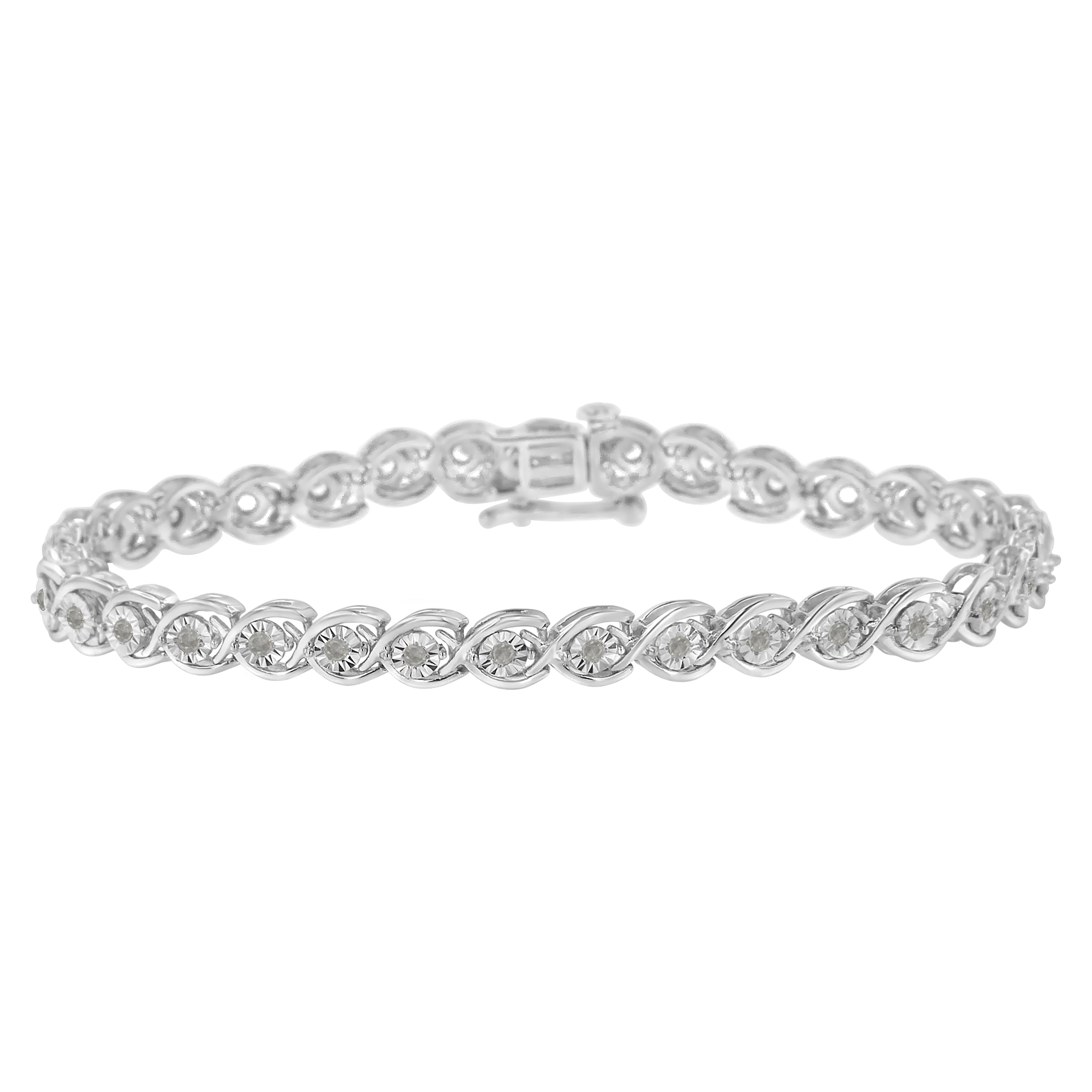 Haus of Brilliance .925 Sterling Silver 1/2 Cttw Diamond Criss-Cross Miracle-Set 7" Link Bracelet (I-J Color, I2-I3 Clarity)