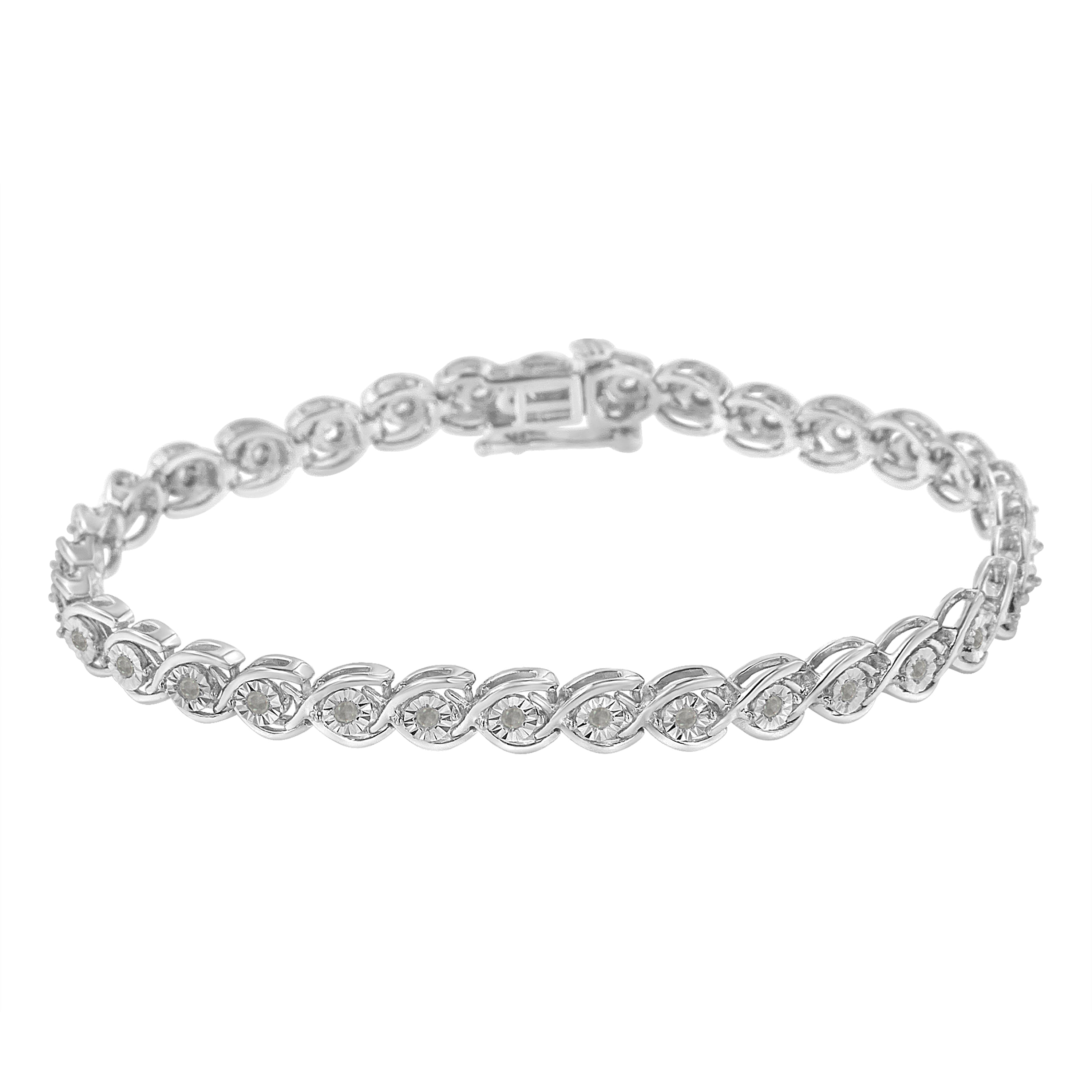 Haus of Brilliance .925 Sterling Silver 1/2 Cttw Diamond Criss-Cross Miracle-Set 7" Link Bracelet (I-J Color, I2-I3 Clarity)