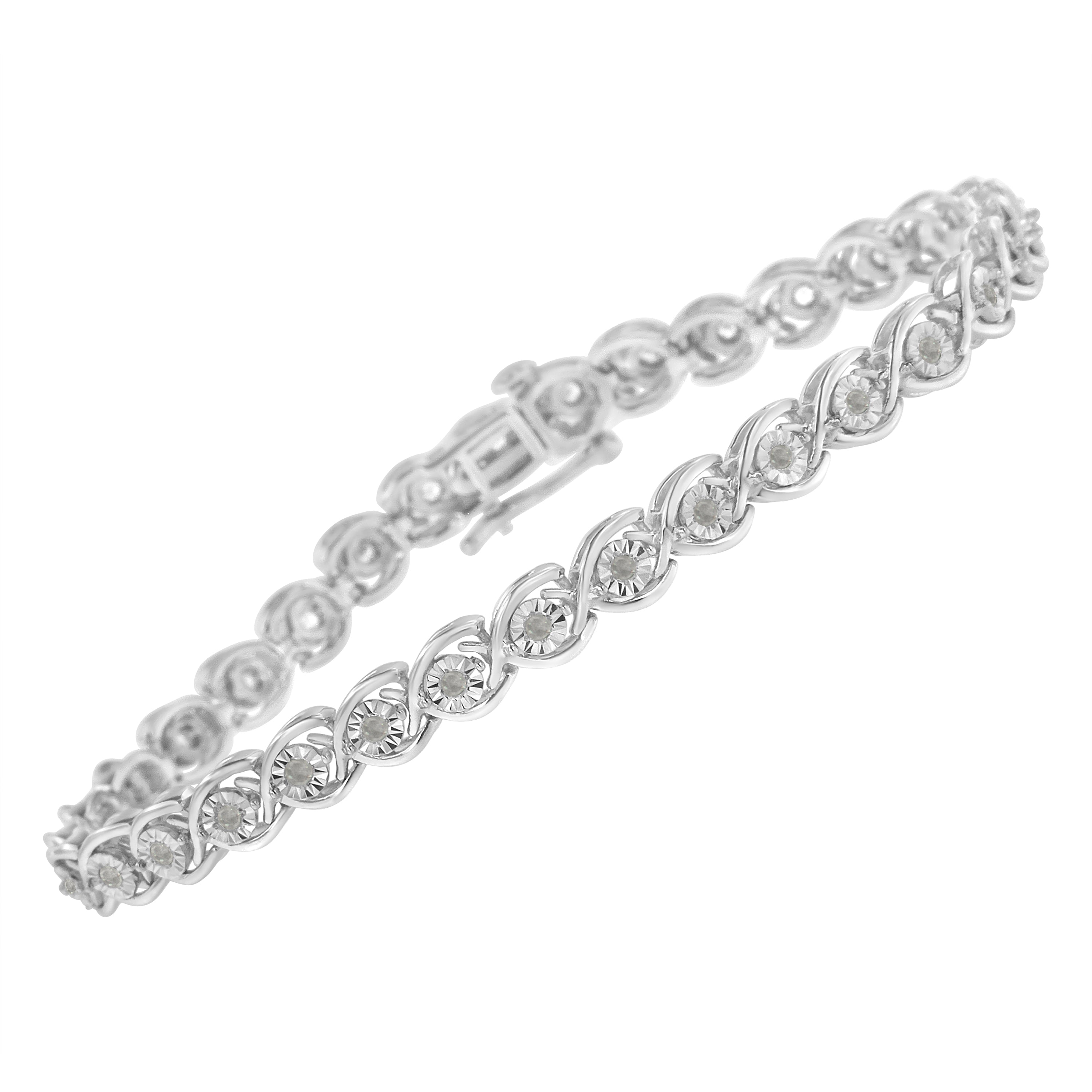 Haus of Brilliance .925 Sterling Silver 1/2 Cttw Diamond Criss-Cross Miracle-Set 7" Link Bracelet (I-J Color, I2-I3 Clarity)