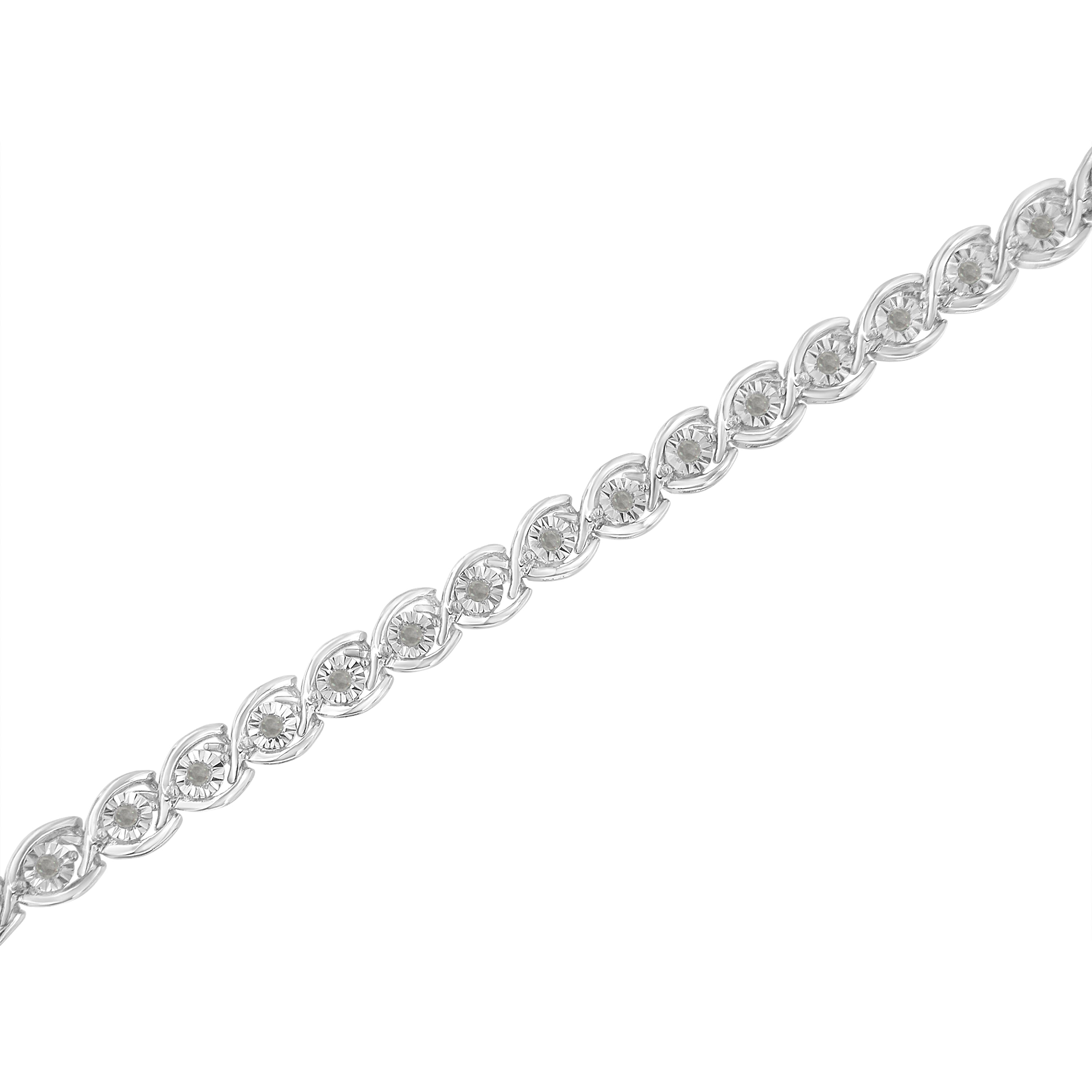 Haus of Brilliance .925 Sterling Silver 1/2 Cttw Diamond Criss-Cross Miracle-Set 7" Link Bracelet (I-J Color, I2-I3 Clarity)