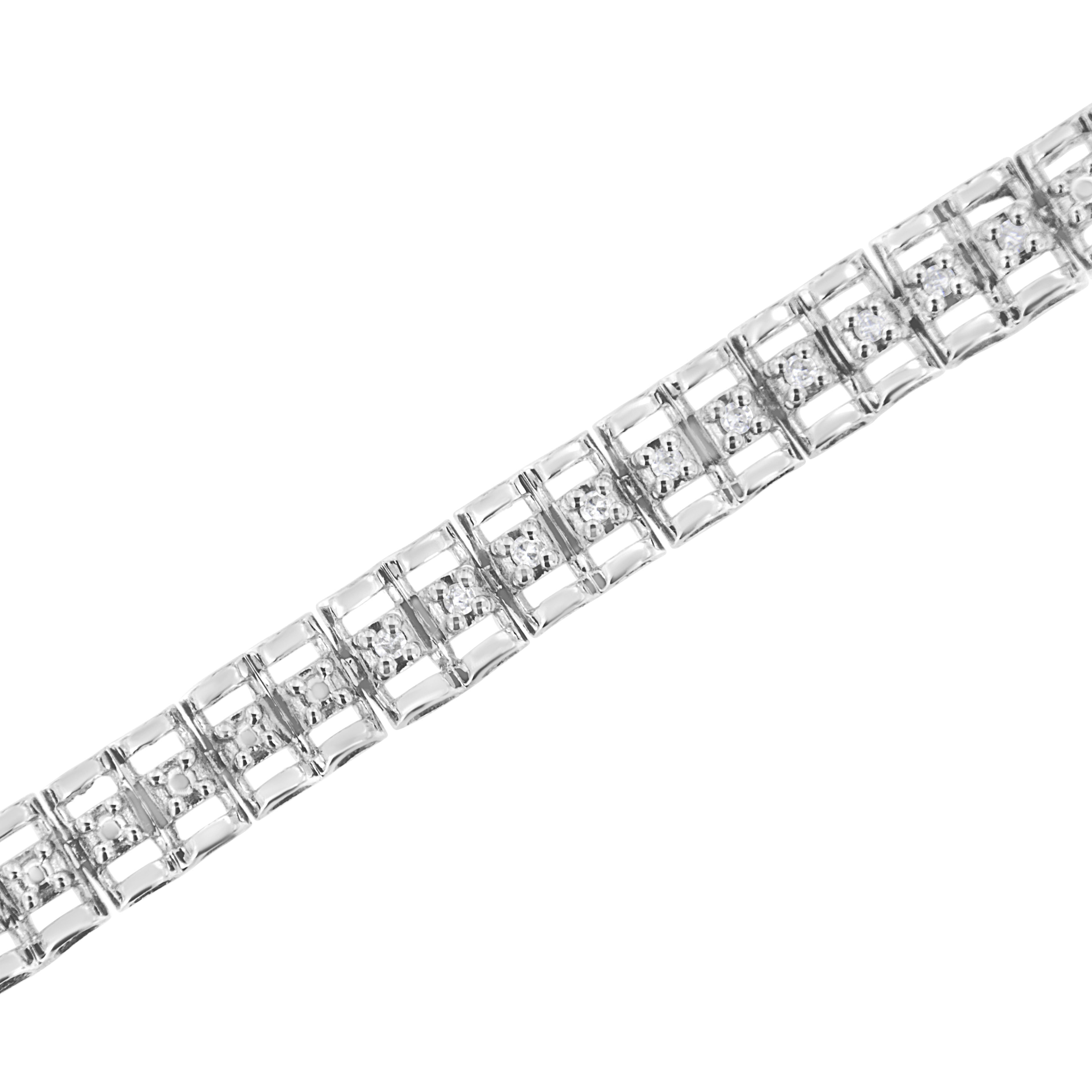Haus of Brilliance .925 Sterling Silver 1/10 Cttw Diamond Double-Link 7" Rolex Tennis Bracelet (I-J Color, I3 Clarity)