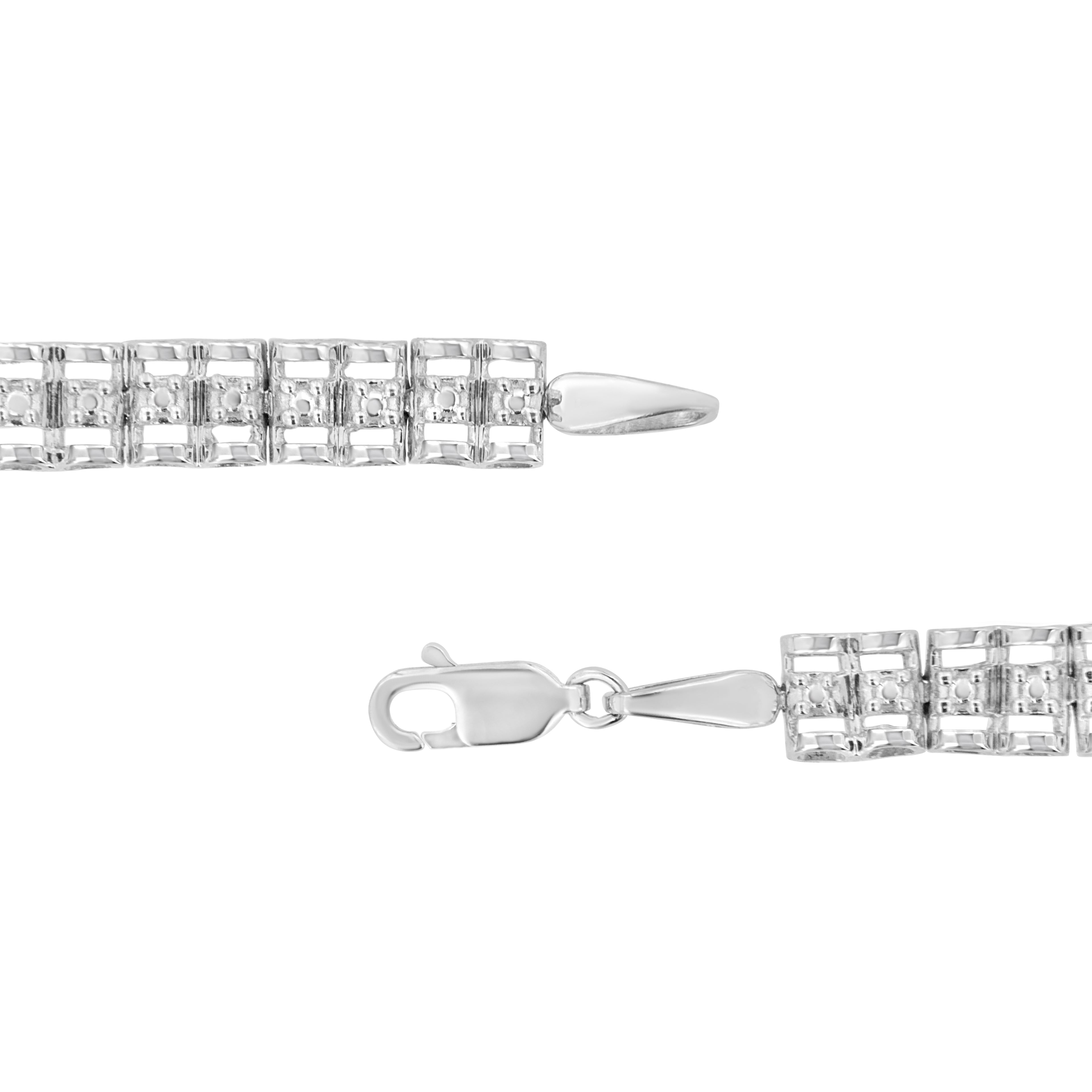 Haus of Brilliance .925 Sterling Silver 1/10 Cttw Diamond Double-Link 7" Rolex Tennis Bracelet (I-J Color, I3 Clarity)