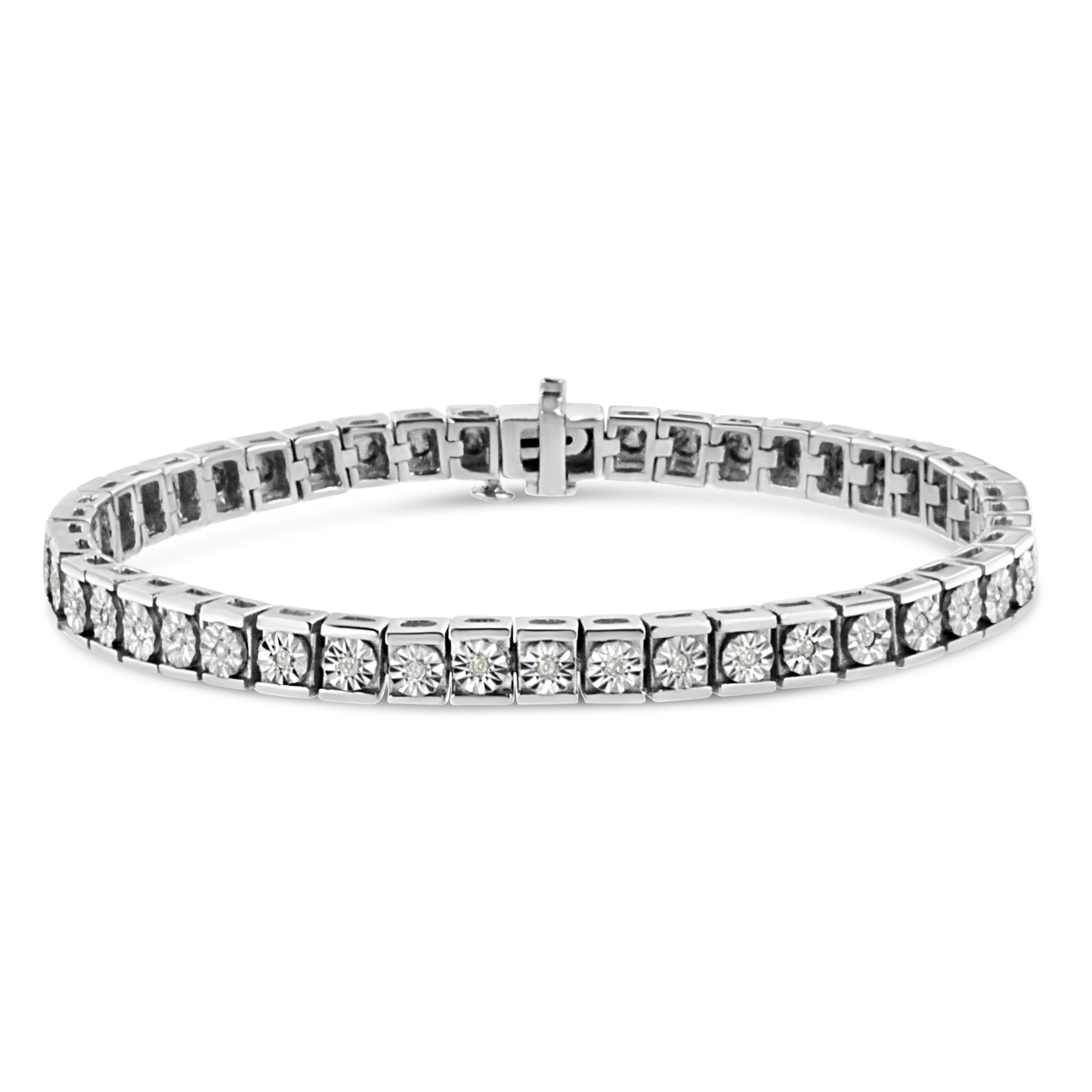 Haus of Brilliance .925 Sterling Silver Miracle Set Diamond Accent Classic Tennis Bracelet (I-J Color, I2-I3 Clarity) - 7.25"