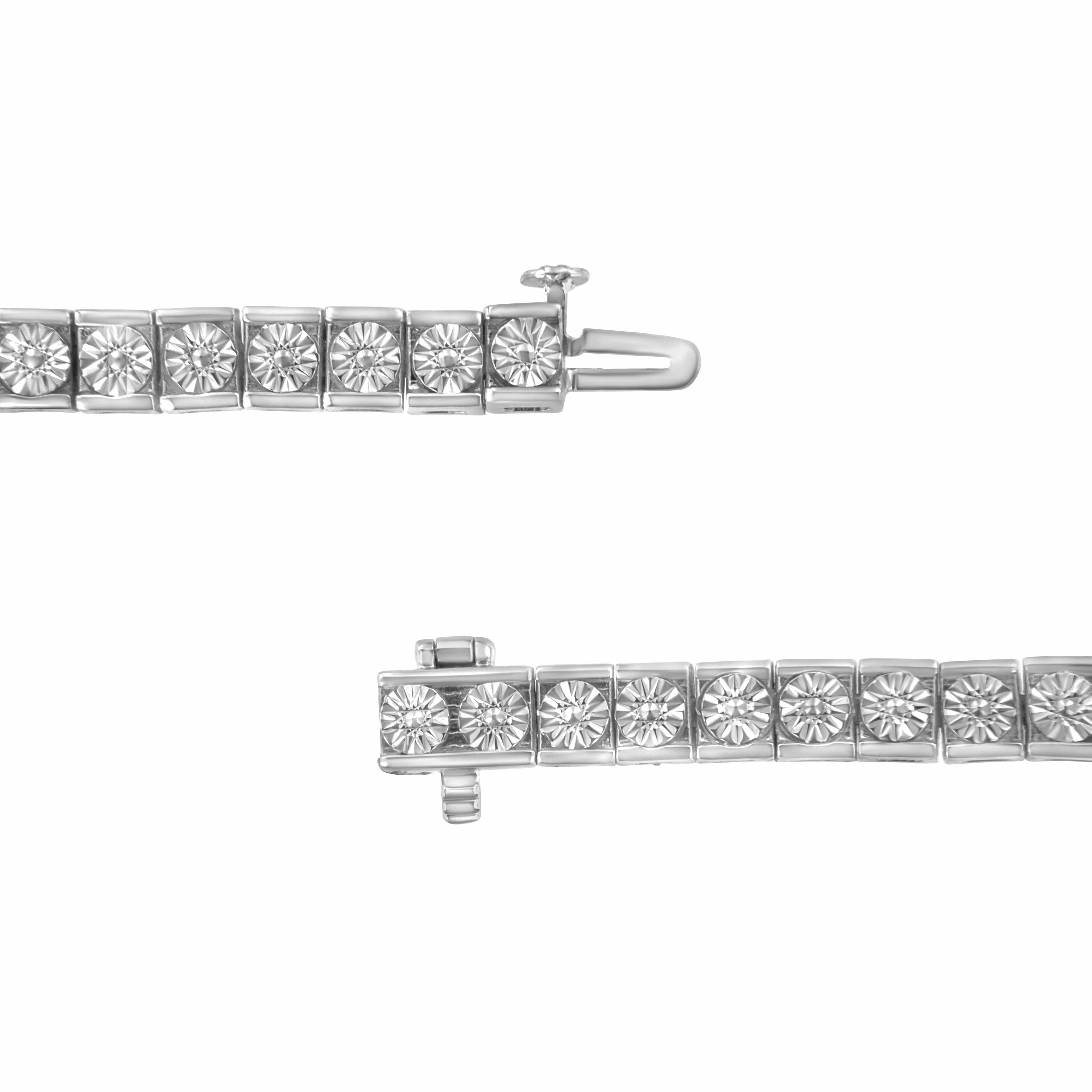 Haus of Brilliance .925 Sterling Silver Miracle Set Diamond Accent Classic Tennis Bracelet (I-J Color, I2-I3 Clarity) - 7.25"