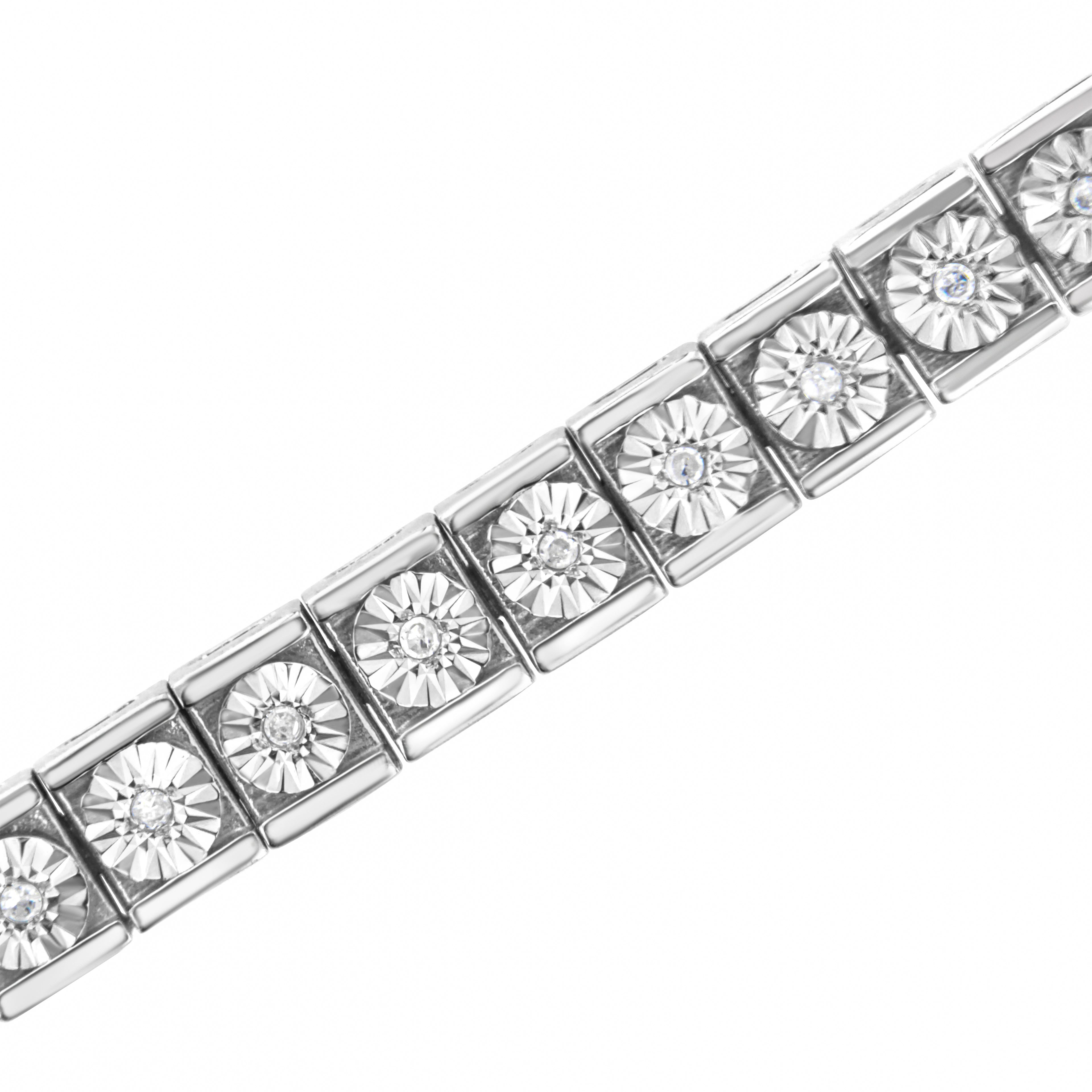 Haus of Brilliance .925 Sterling Silver Miracle Set Diamond Accent Classic Tennis Bracelet (I-J Color, I2-I3 Clarity) - 7.25"