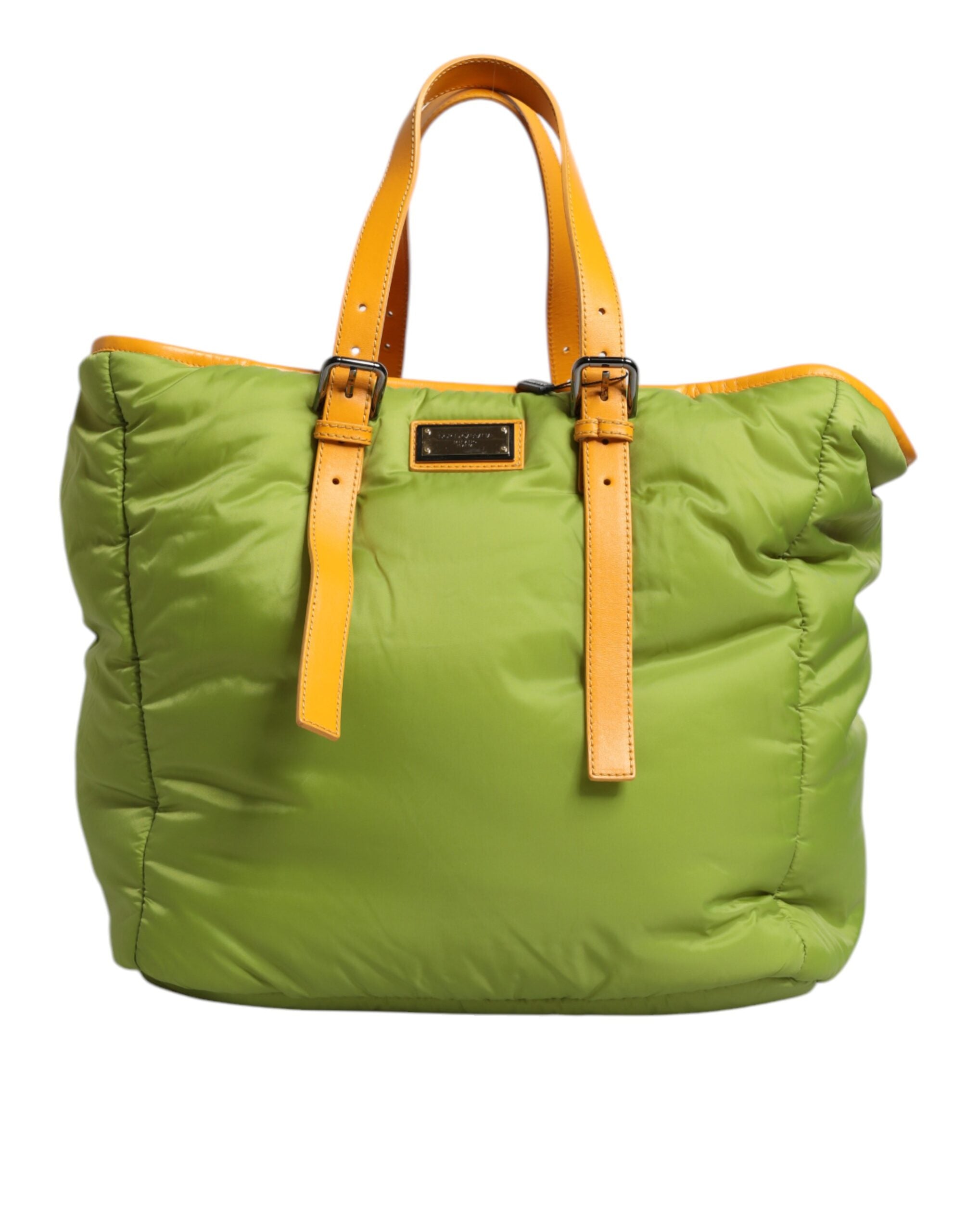 Dolce & Gabbana Dolce & Gabbana Green Nylon Padded Logo Plaque Tote Crossbody Bag/one size/Green