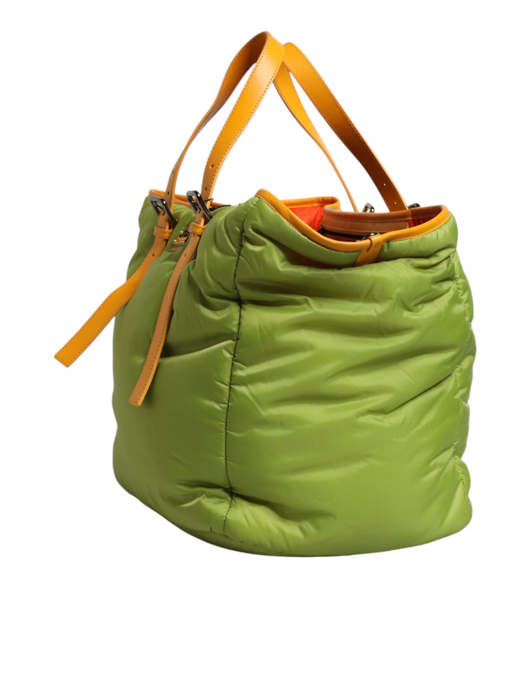 Dolce & Gabbana Dolce & Gabbana Green Nylon Padded Logo Plaque Tote Crossbody Bag/one size/Green