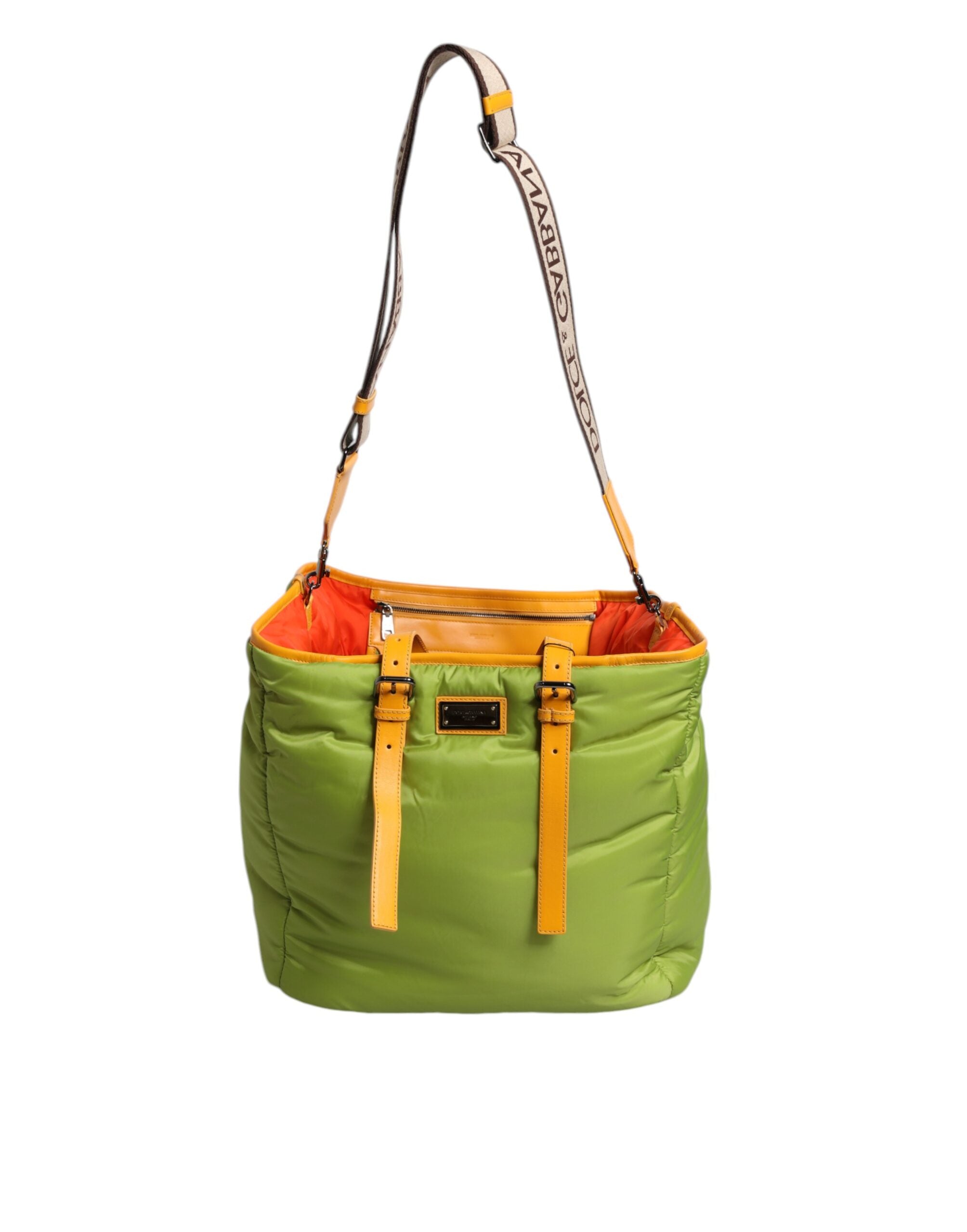 Dolce & Gabbana Dolce & Gabbana Green Nylon Padded Logo Plaque Tote Crossbody Bag/one size/Green