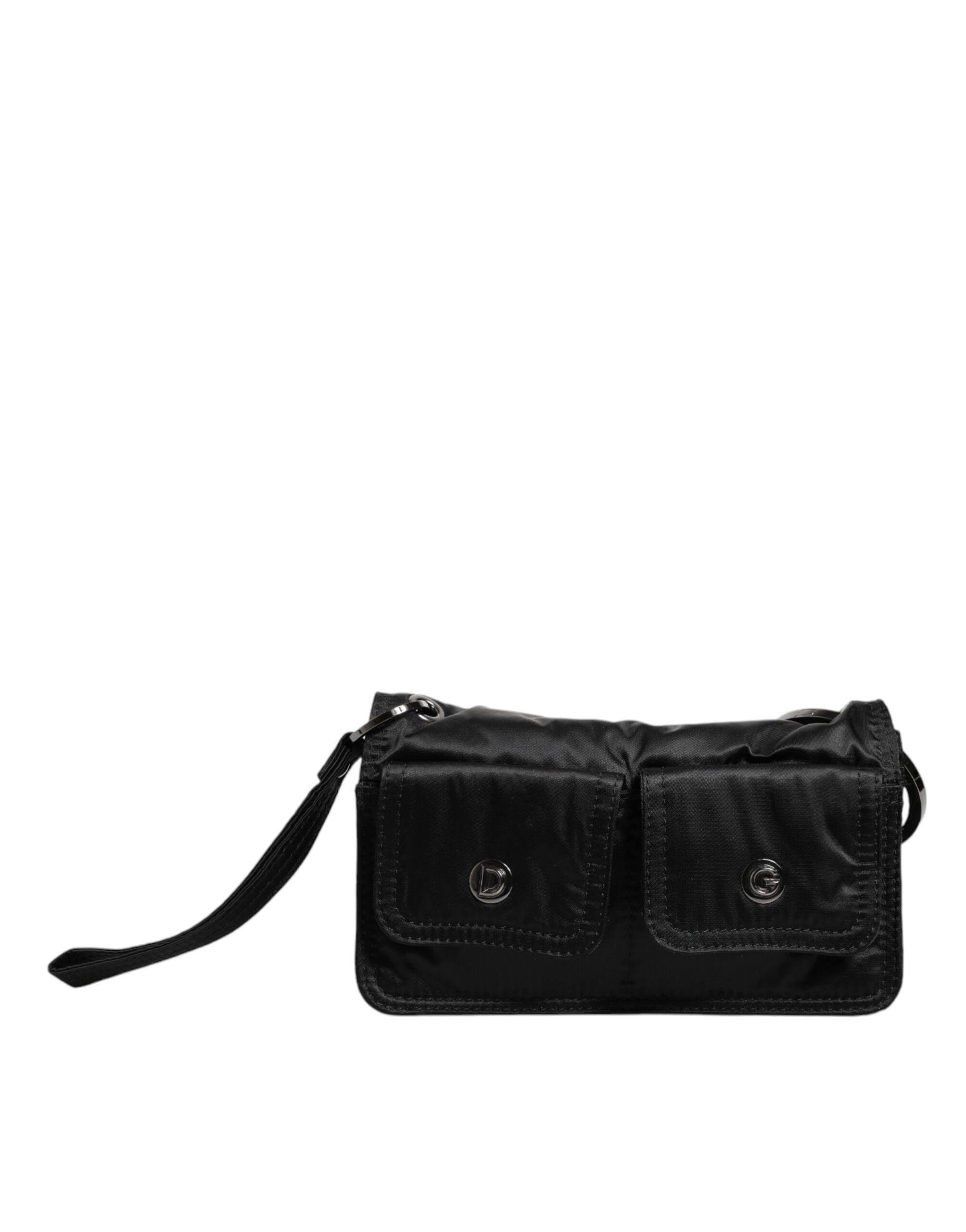 Dolce & Gabbana Dolce & Gabbana Black Fabric Logo Two Way Clutch Crossbody Bag/one size/Black