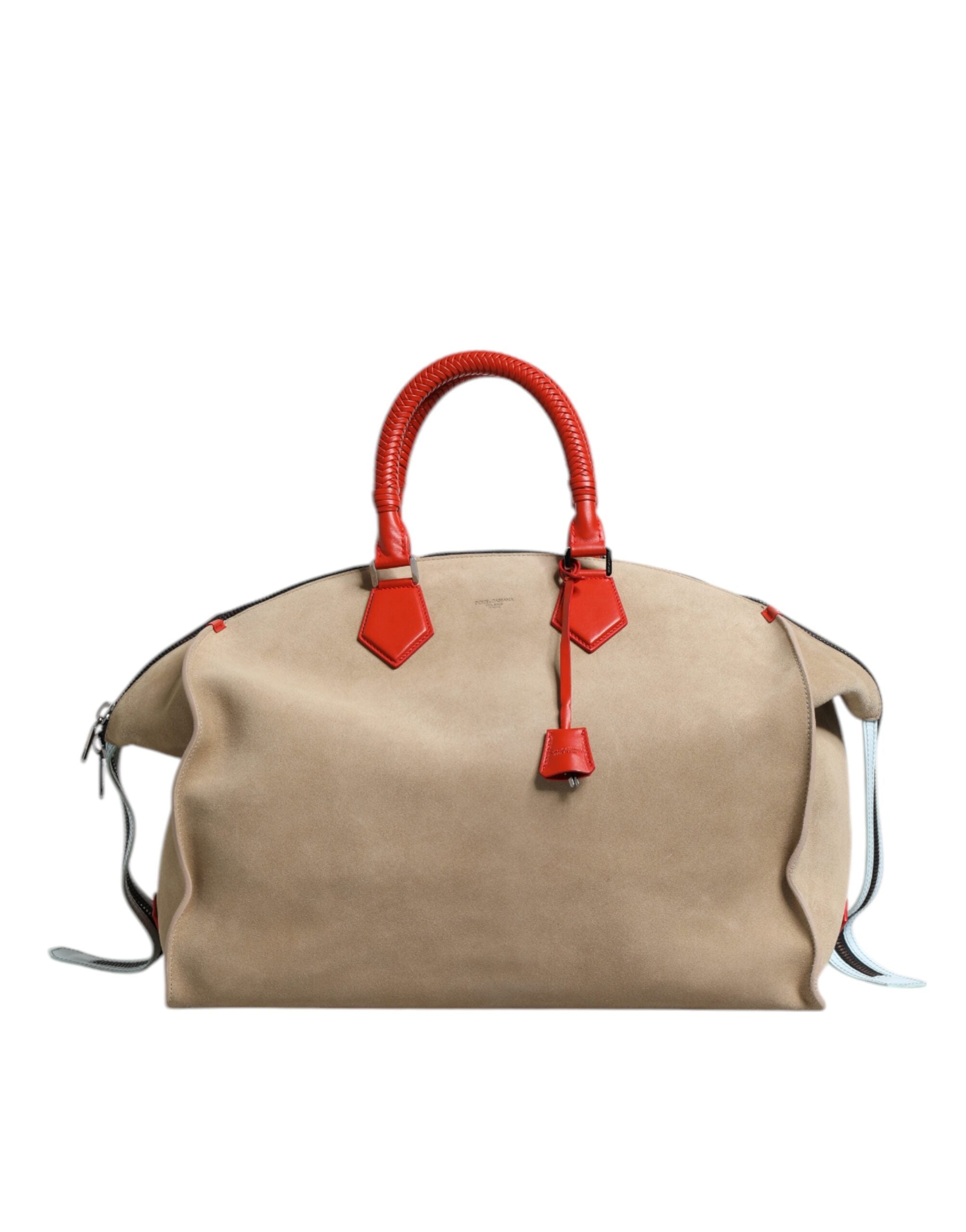 Dolce & Gabbana Dolce & Gabbana Beige Suede Leather Top Handle Duffle Bag/one size/Beige