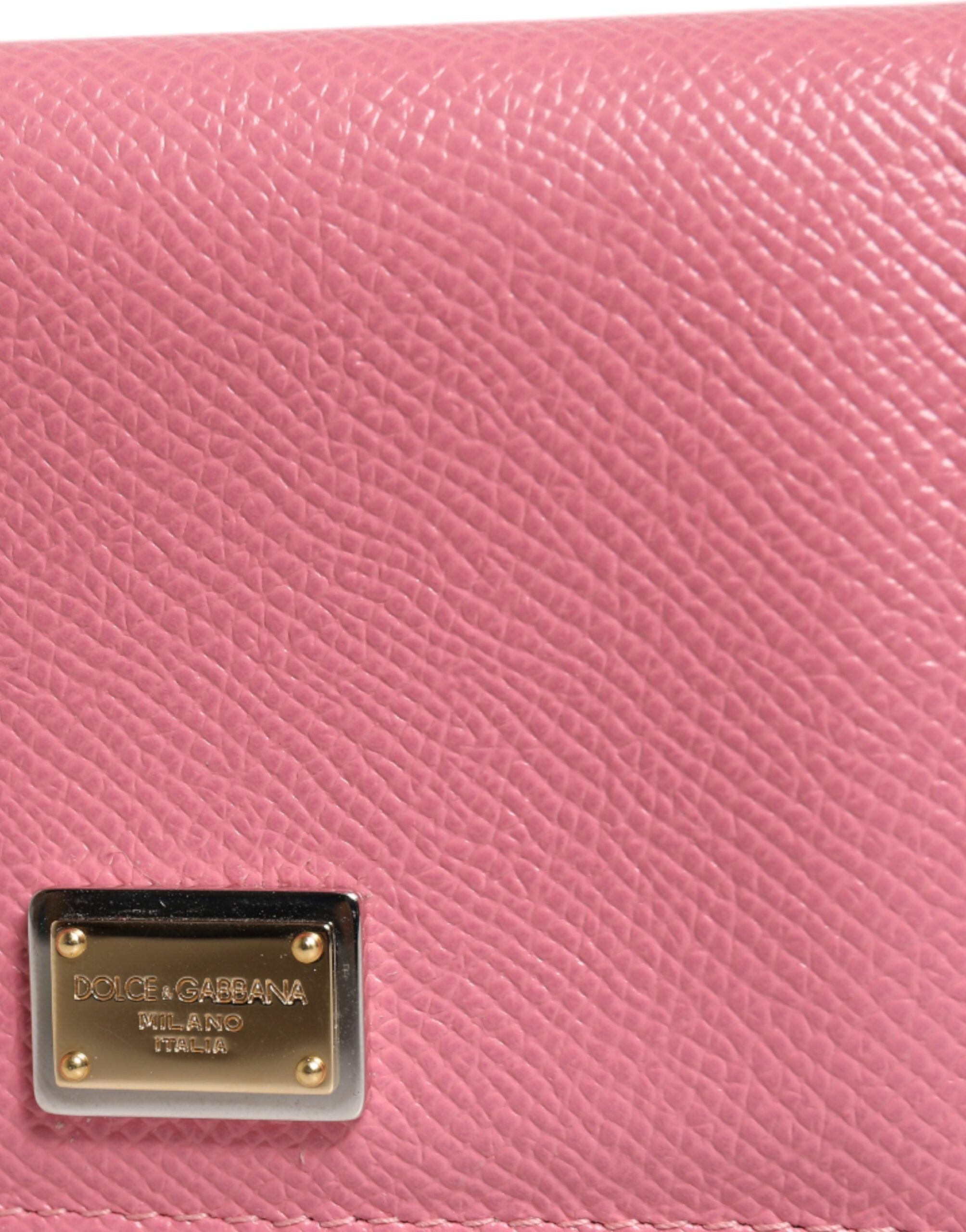 Dolce & Gabbana Pink Calfskin Leather DG Logo Bifold Card Slot Wallet/one size/Pink