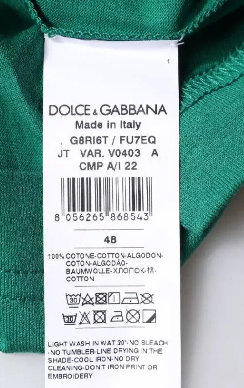 Dolce & Gabbana Green Logo Crew Neck Short Sleeves T-shirt/IT48 | M/Green