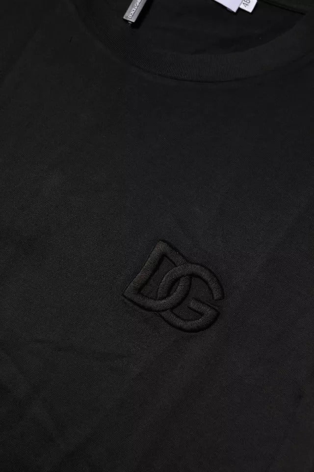 Dolce & Gabbana Black Cotton Crew Neck Short Sleeves T-shirt/IT48 | M/Black