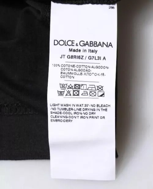 Dolce & Gabbana Black Cotton Crew Neck Short Sleeves T-shirt/IT48 | M/Black
