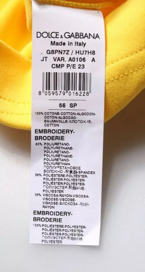 Dolce & Gabbana Yellow Crew Neck Short Sleeves T-shirt/IT56 | XXL/Yellow