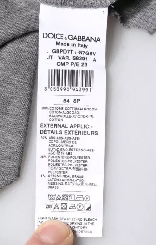 Dolce & Gabbana Gray Logo Crew Neck Short Sleeves T-shirt/IT54 | XL/Gray